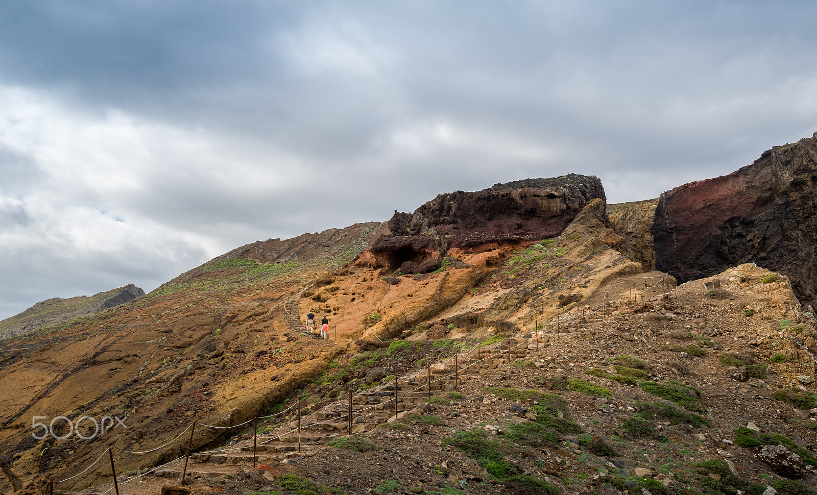 Nikon D3S sample photo. Tourists are climbing uphill on the madeira east coast hiking path photography