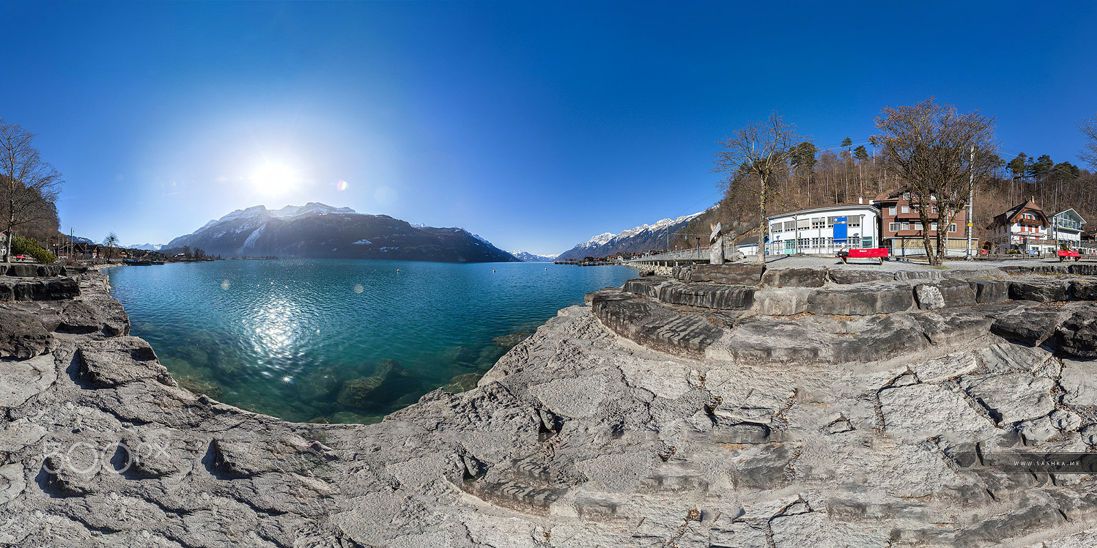 Sony a99 II + Sony 20mm F2.8 sample photo. 360 degree panoramic view of brienz lake, switzerland photography