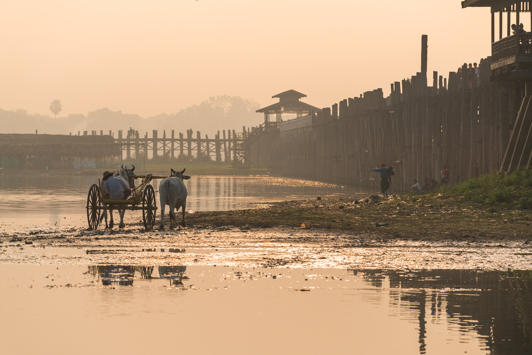 Sony a7R II + Sony FE 70-200mm F4 G OSS sample photo. Front of u bein bridge in myanmar photography