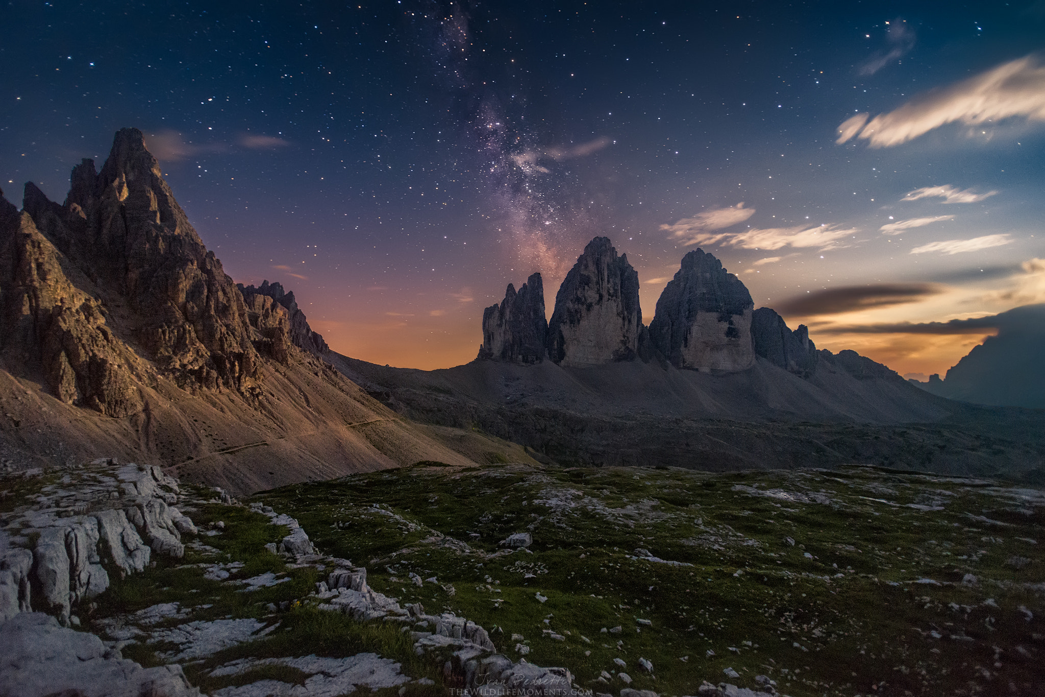 Sony a7 II sample photo. Dolomites moonset photography