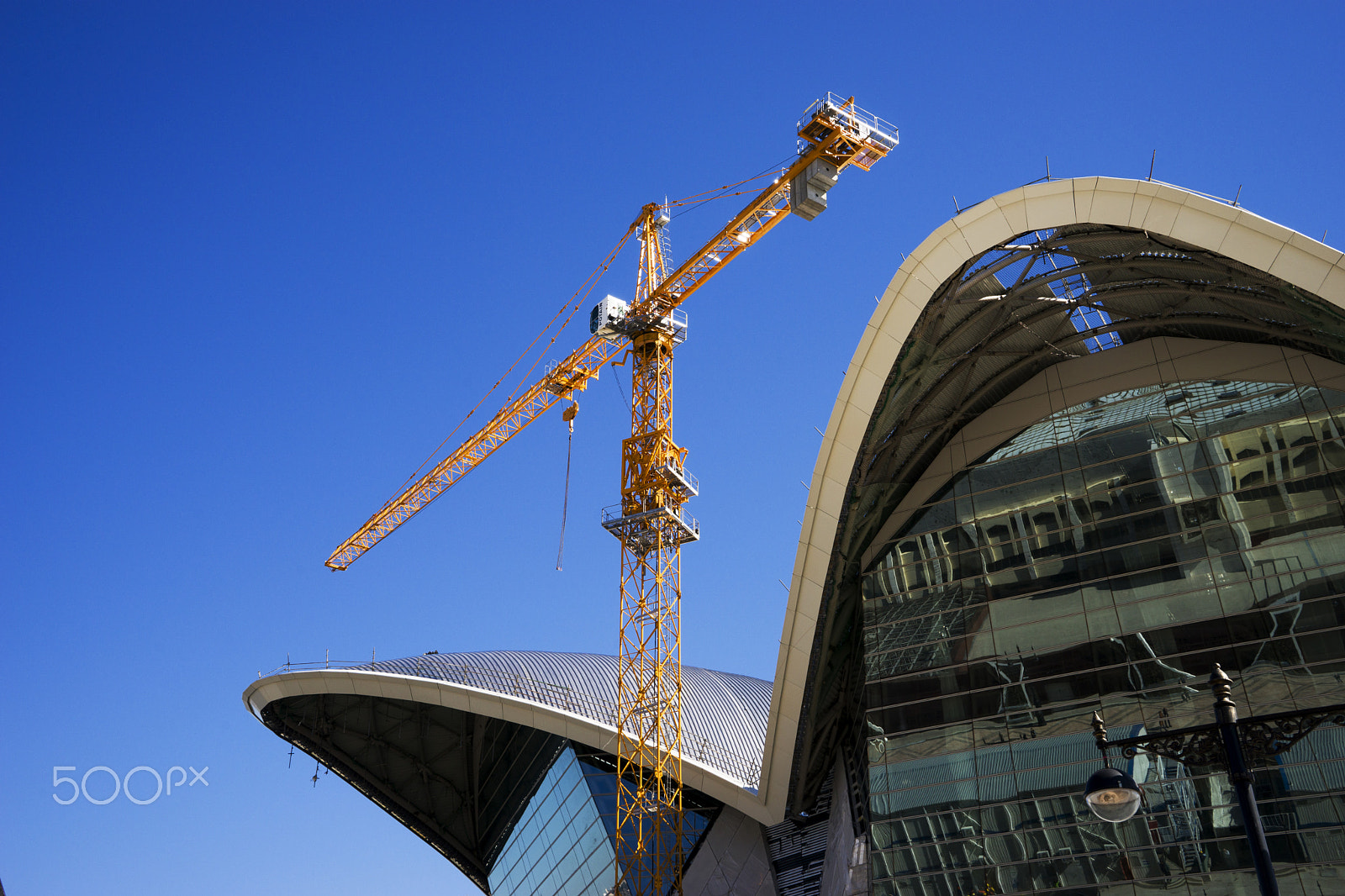 Sony a7 sample photo. Construction site with cranes on sky background photography