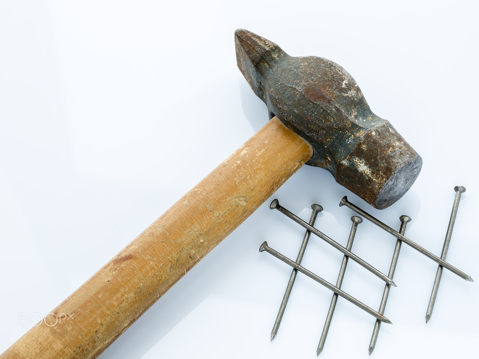Canon EOS 5DS R sample photo. Old hammer and nails. objects on a light background photography