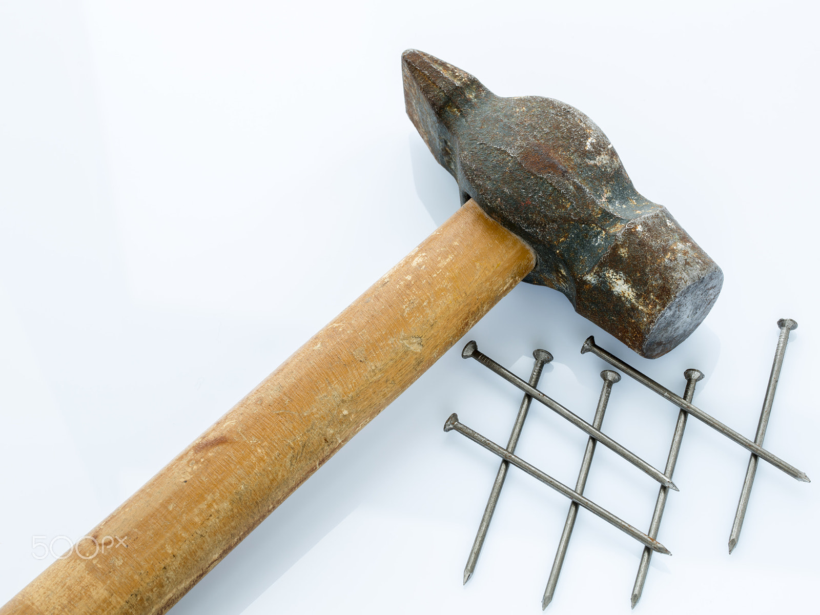 Canon EF 100mm F2.8L Macro IS USM sample photo. Old hammer and nails. objects on a light background photography