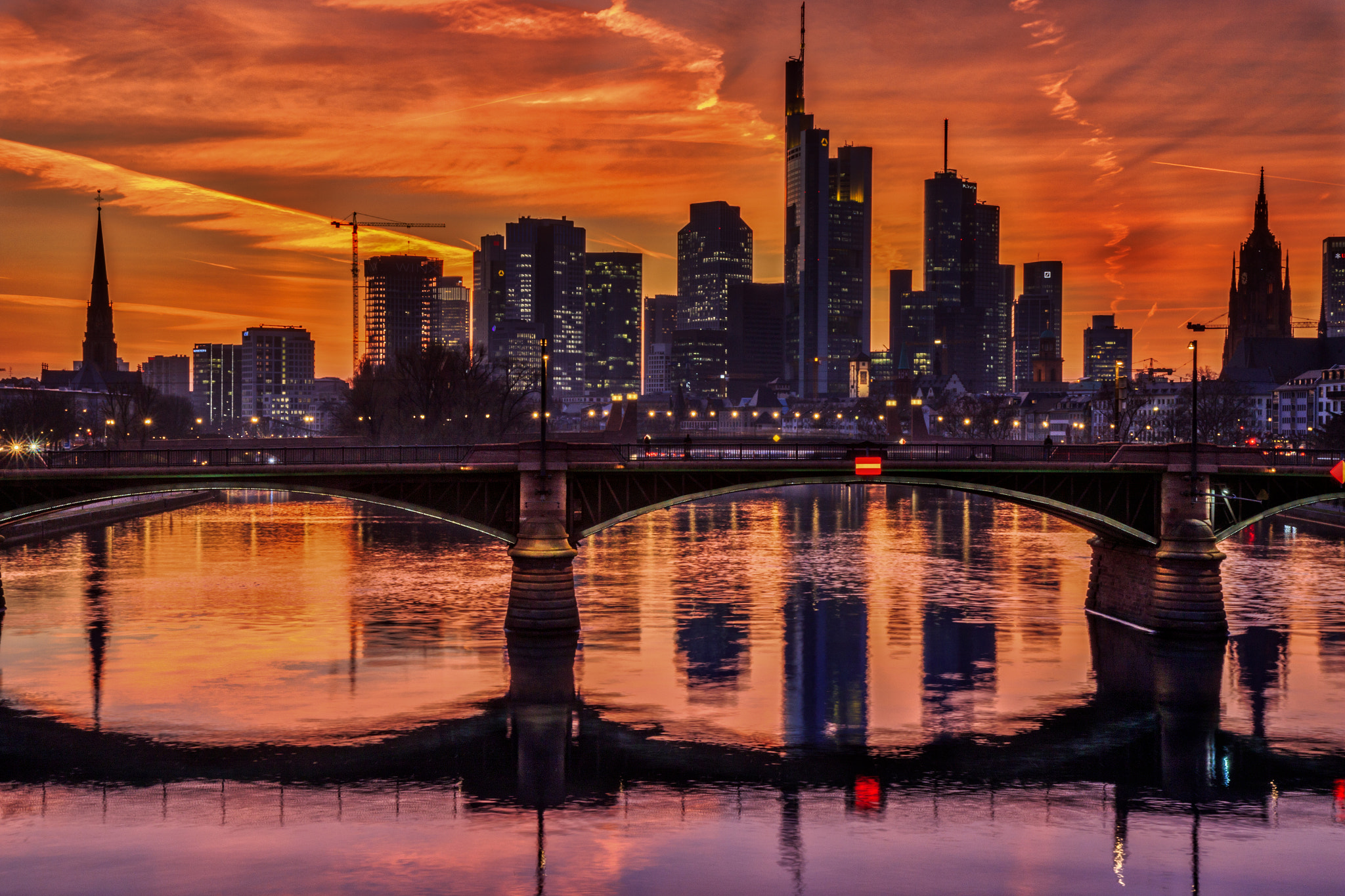 Canon EF-S 17-55mm F2.8 IS USM sample photo. Frankfurt skyline after sunset photography