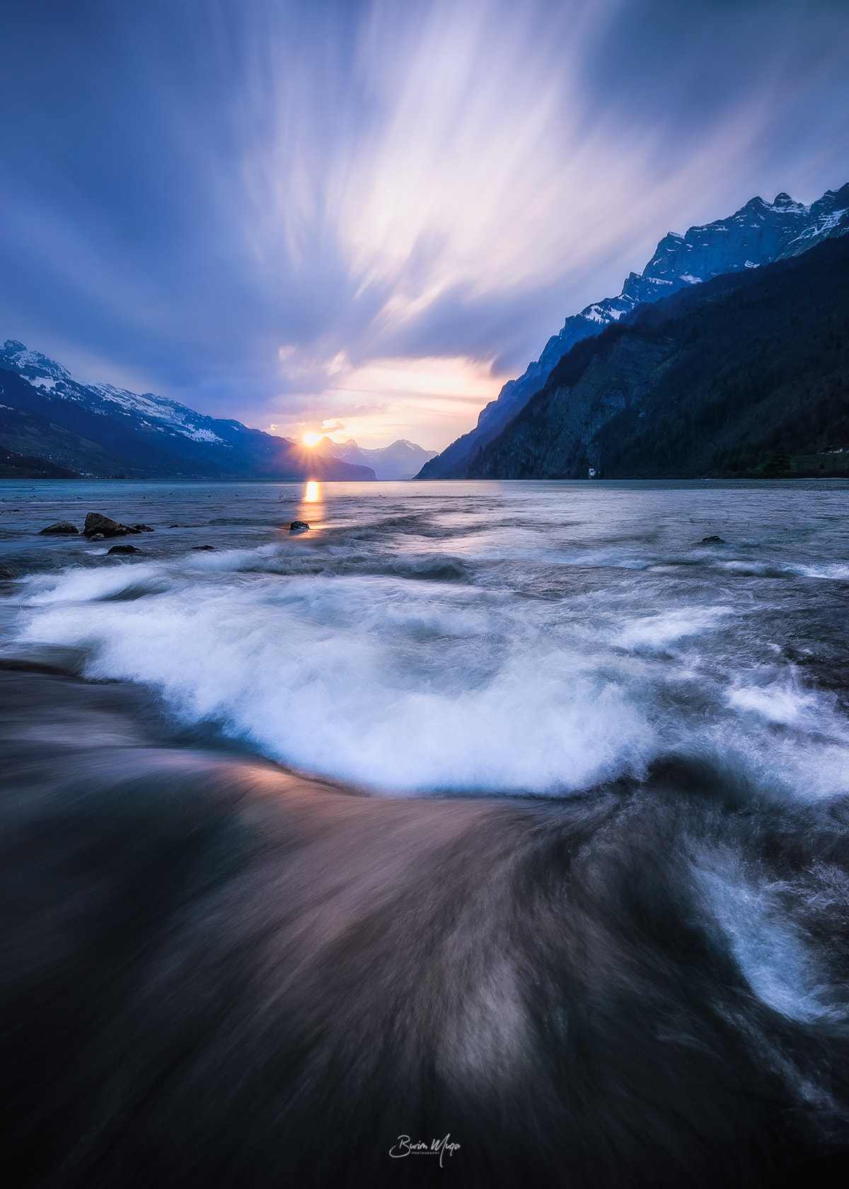 Nikon Df sample photo. Sunset at walensee photography