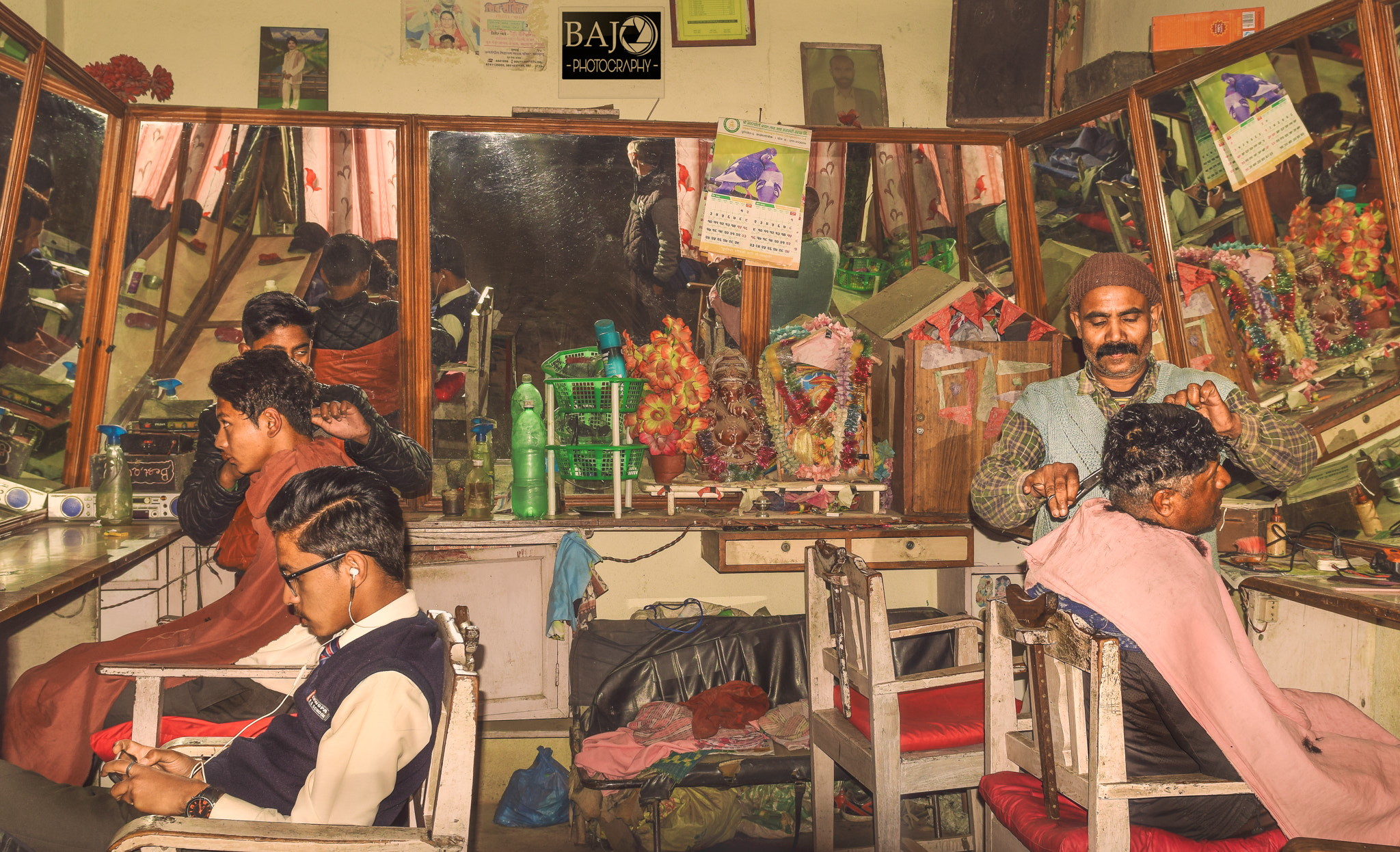 Nikon D5300 + Nikon AF-S Nikkor 24-70mm F2.8G ED sample photo. Nepalese barber shop photography