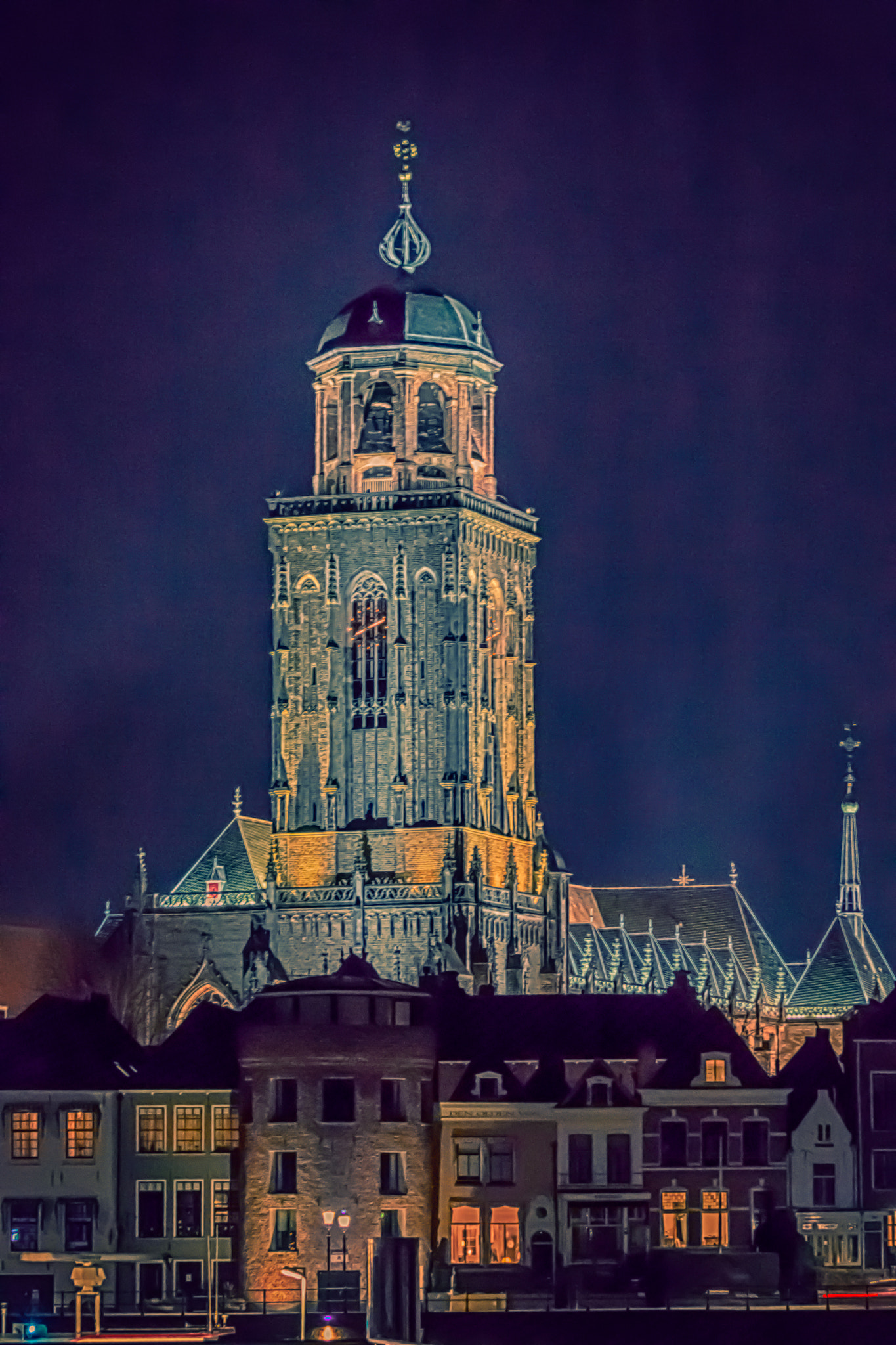 Canon EOS 70D + Canon EF 70-200mm F4L IS USM sample photo. Deventer by night postcard photography