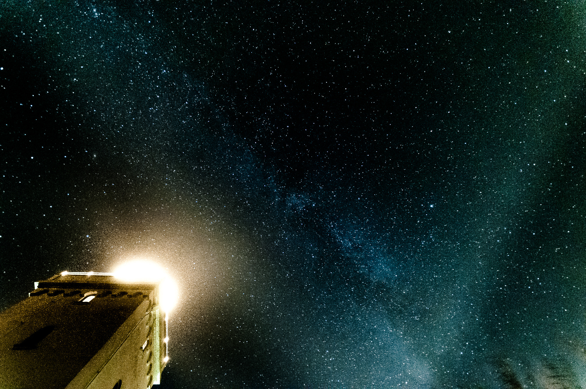 Nikon D300 sample photo. Lighthouse in front of milky way photography
