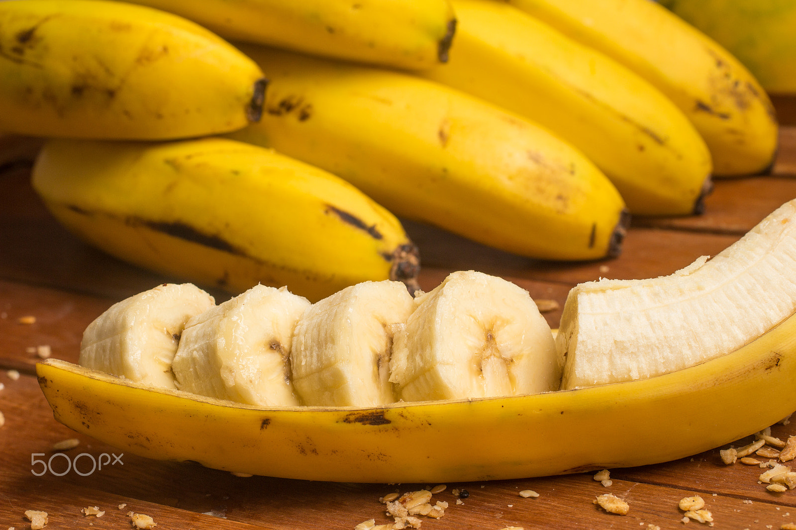 Sigma 50mm f/2.8 EX sample photo. Sliced banana and granola. photography