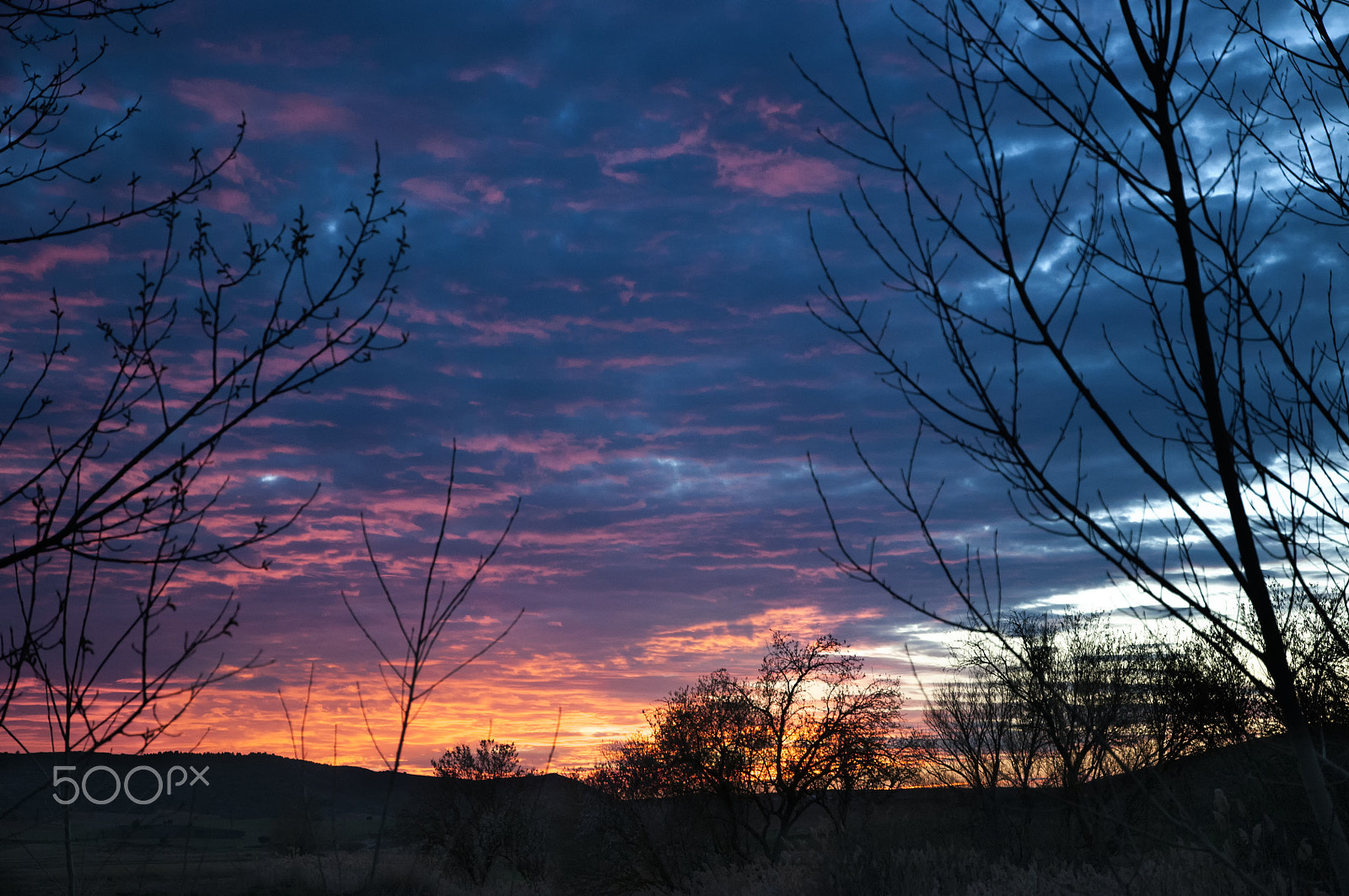 Nikon D300 sample photo. Landscape at dusk with the colors of the sunset photography