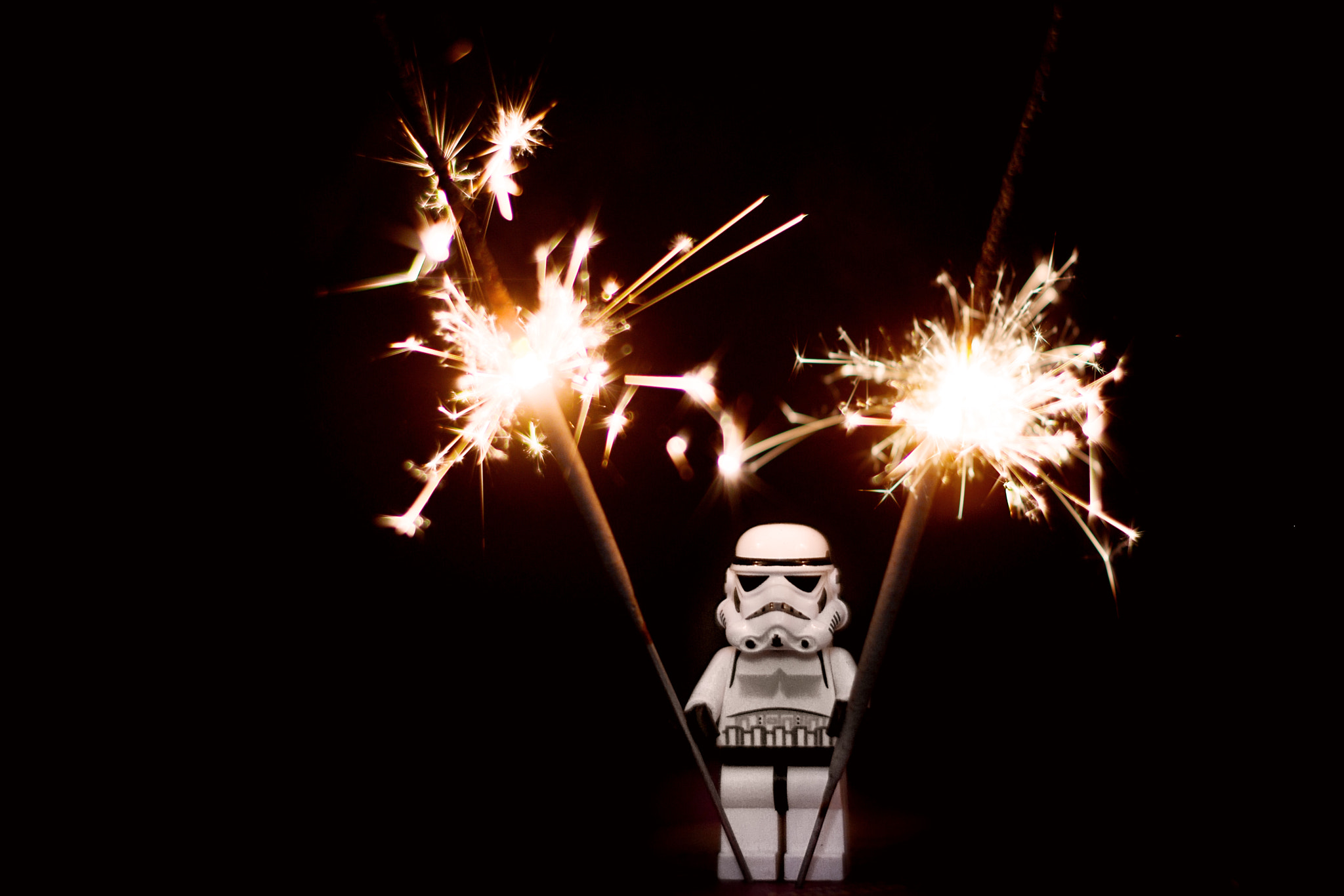 Nikon D800 + Nikon AF-S Nikkor 50mm F1.8G sample photo. A stormtrooper and some sparklers photography