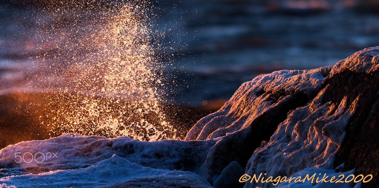 Nikon D810 sample photo. Ice geyser at sunset photography
