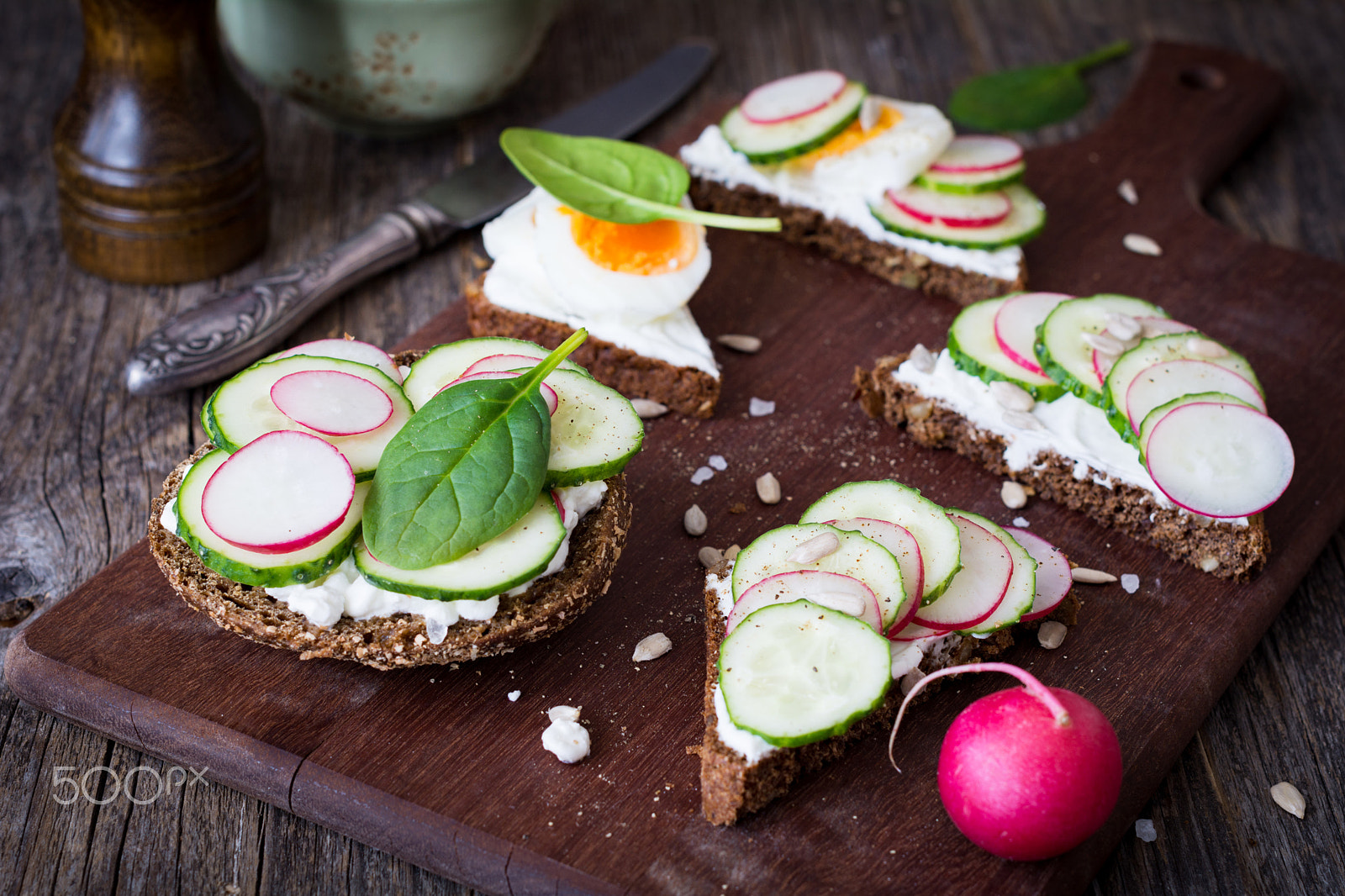 Nikon D7100 sample photo. Radish and cucumber toasts photography