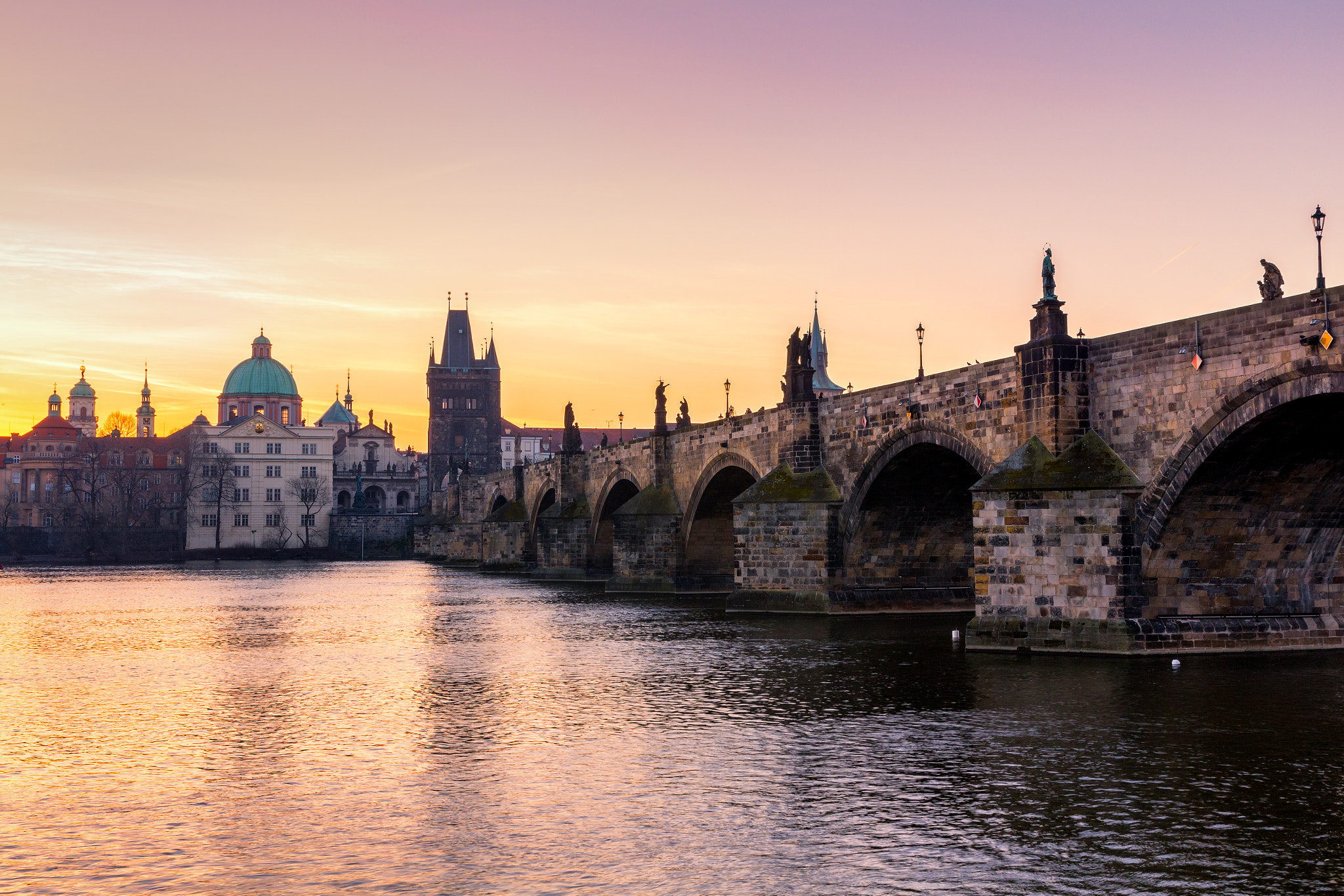 Canon EF 24-70mm F2.8L II USM sample photo. Charles bridge in prague at sunrise photography