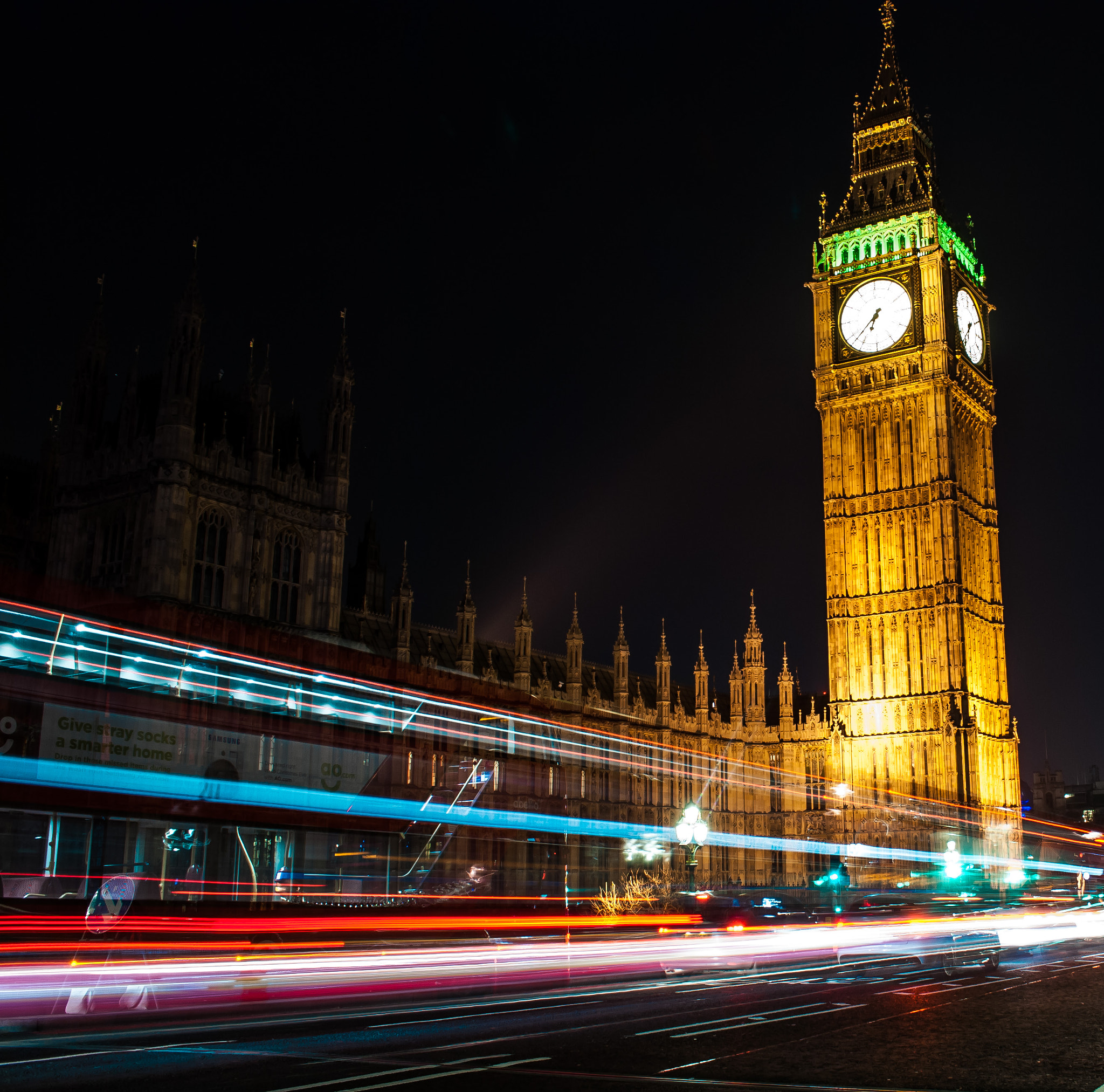 Nikon D80 sample photo. Big ben light trails photography