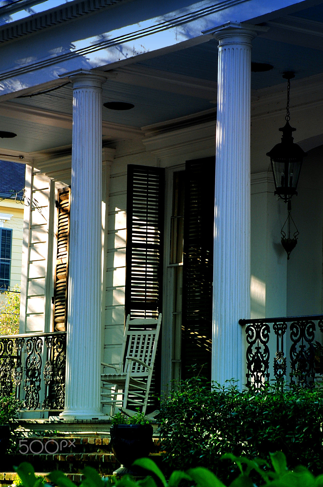 Nikon D700 sample photo. Rocking chair in the garden district photography