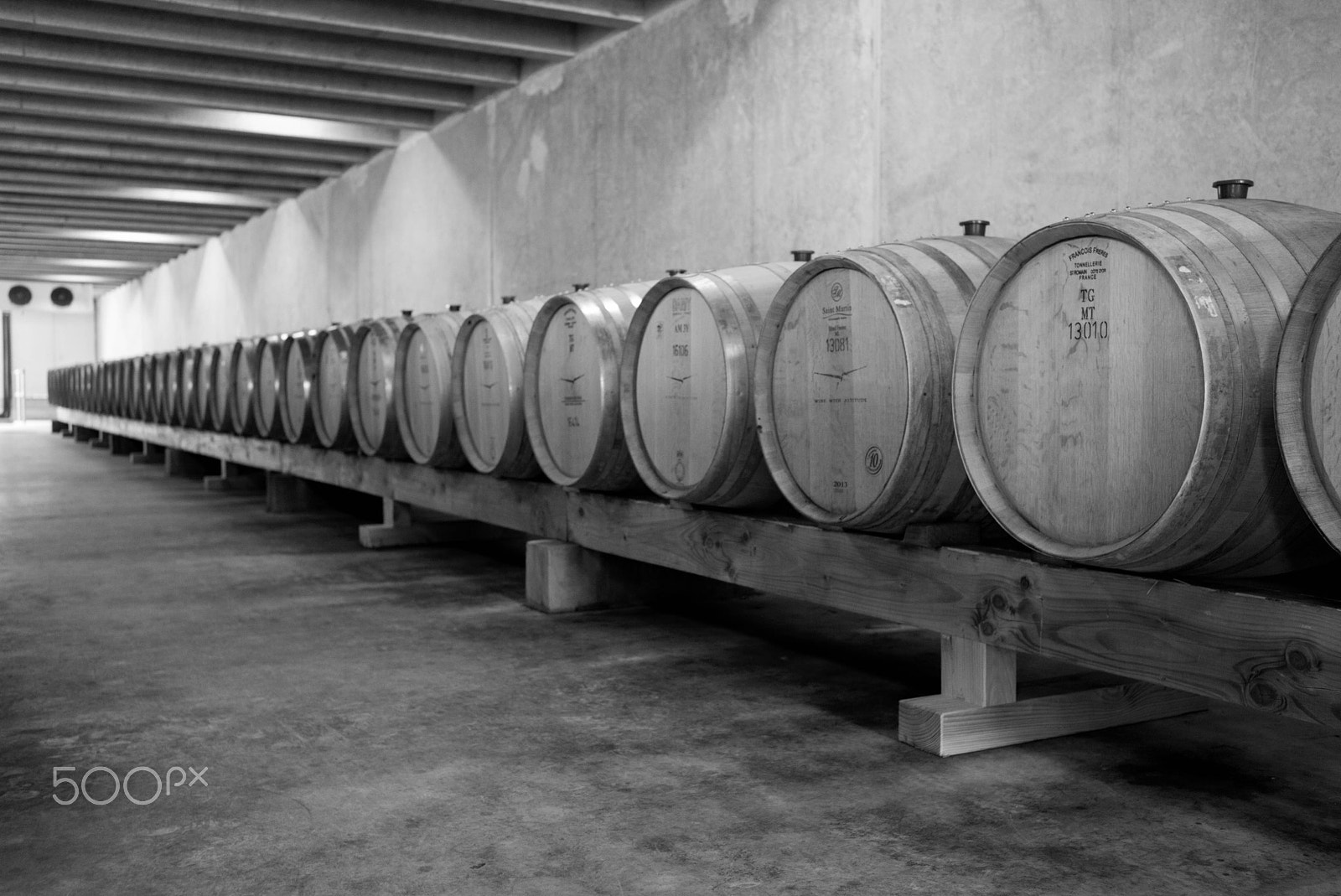 Summicron-M 1:2/35 ASPH. sample photo. Row of wine barrels, peregrine winery - december 2016 photography