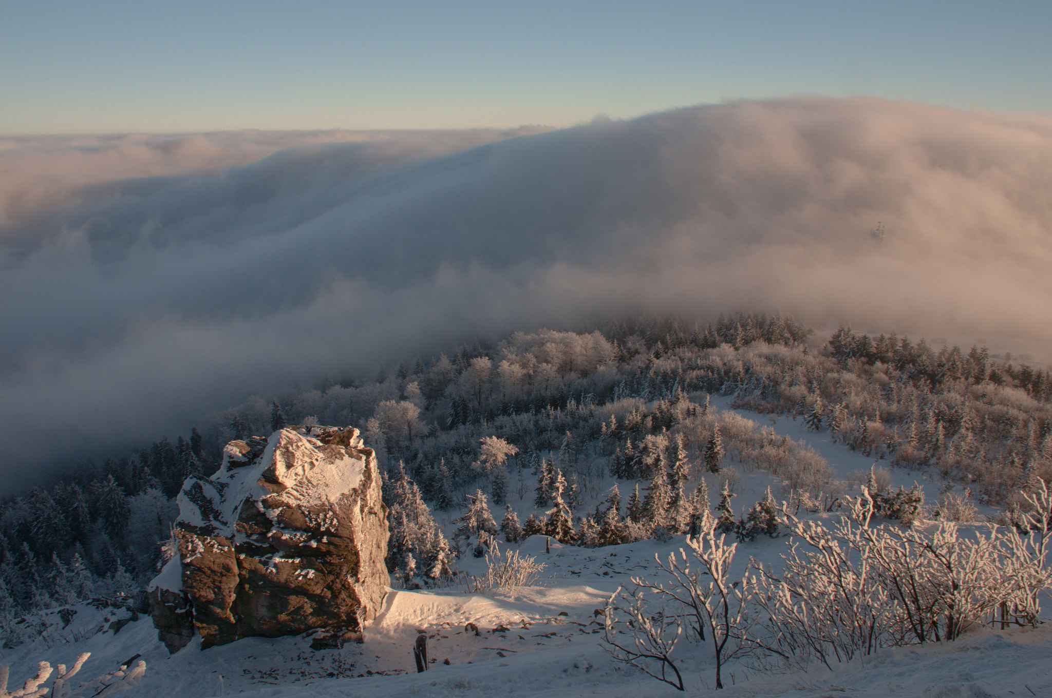 Nikon D5000 sample photo. Sunset fog photography