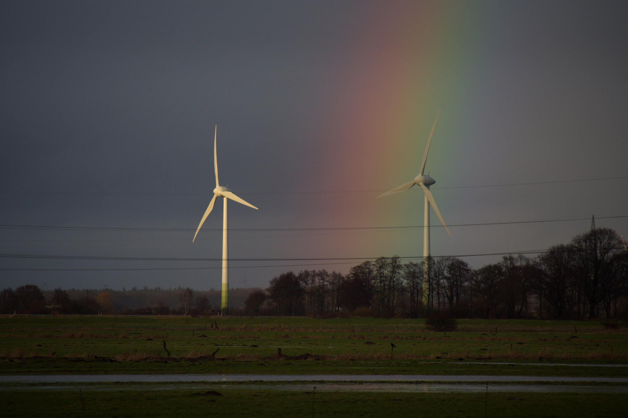 Pentax K-70 sample photo. Rainbow & windmill photography