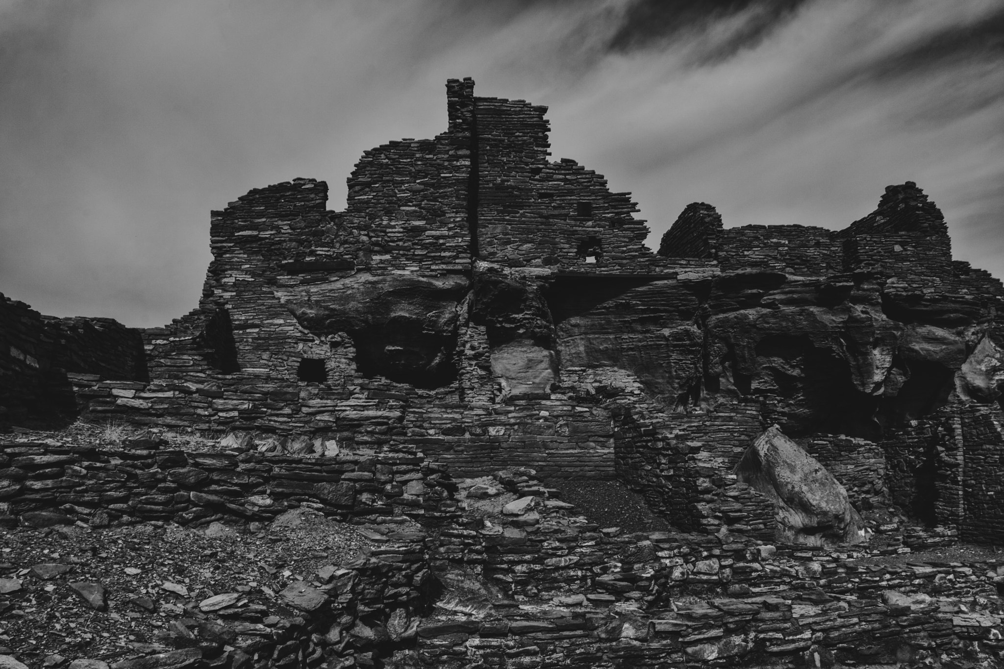 Tamron AF 19-35mm f/3.5-4.5 sample photo. Wupatki ruins black & white photography