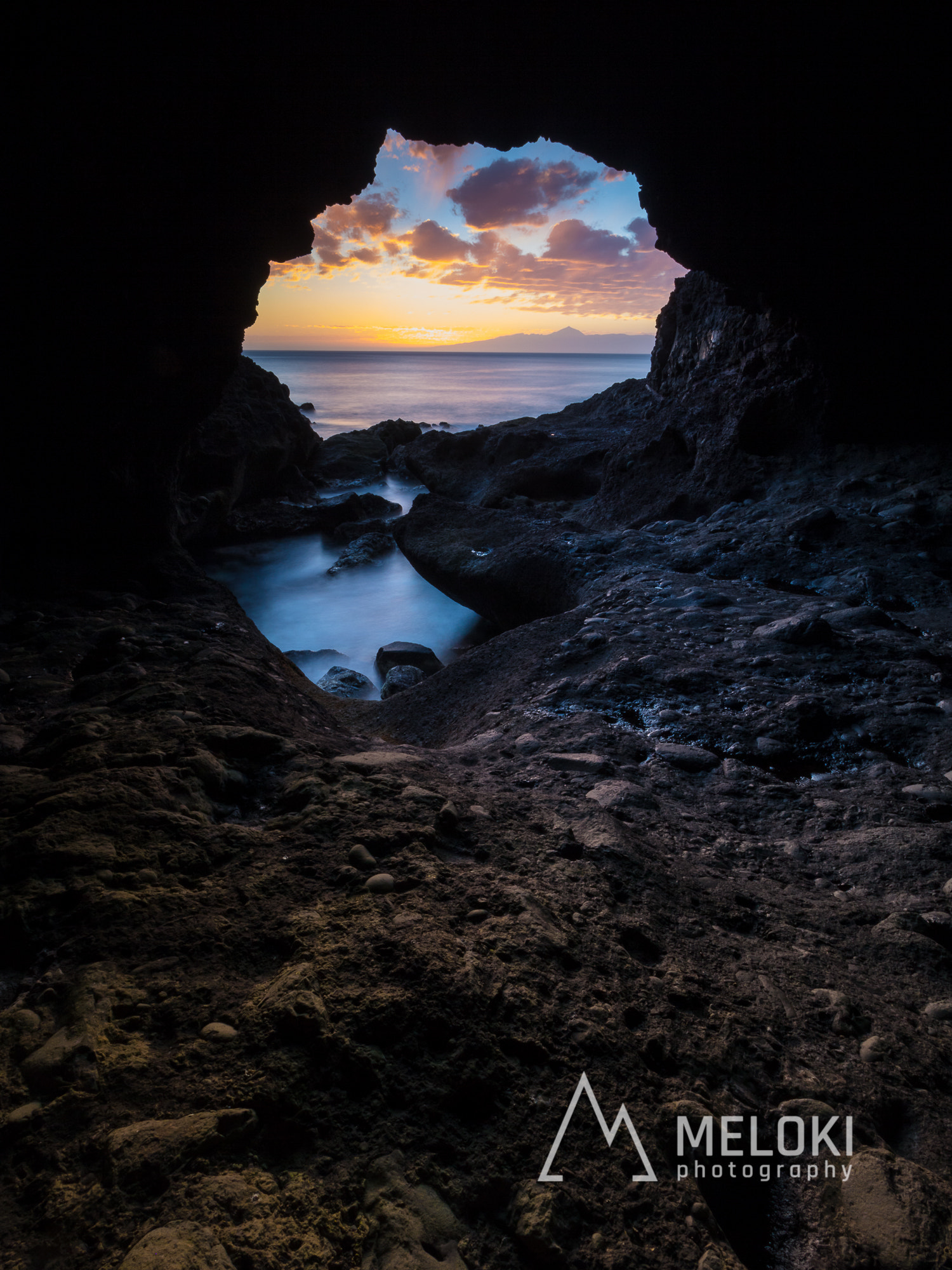 Canon EOS 60D sample photo. Sunset inside the marine cave  photography