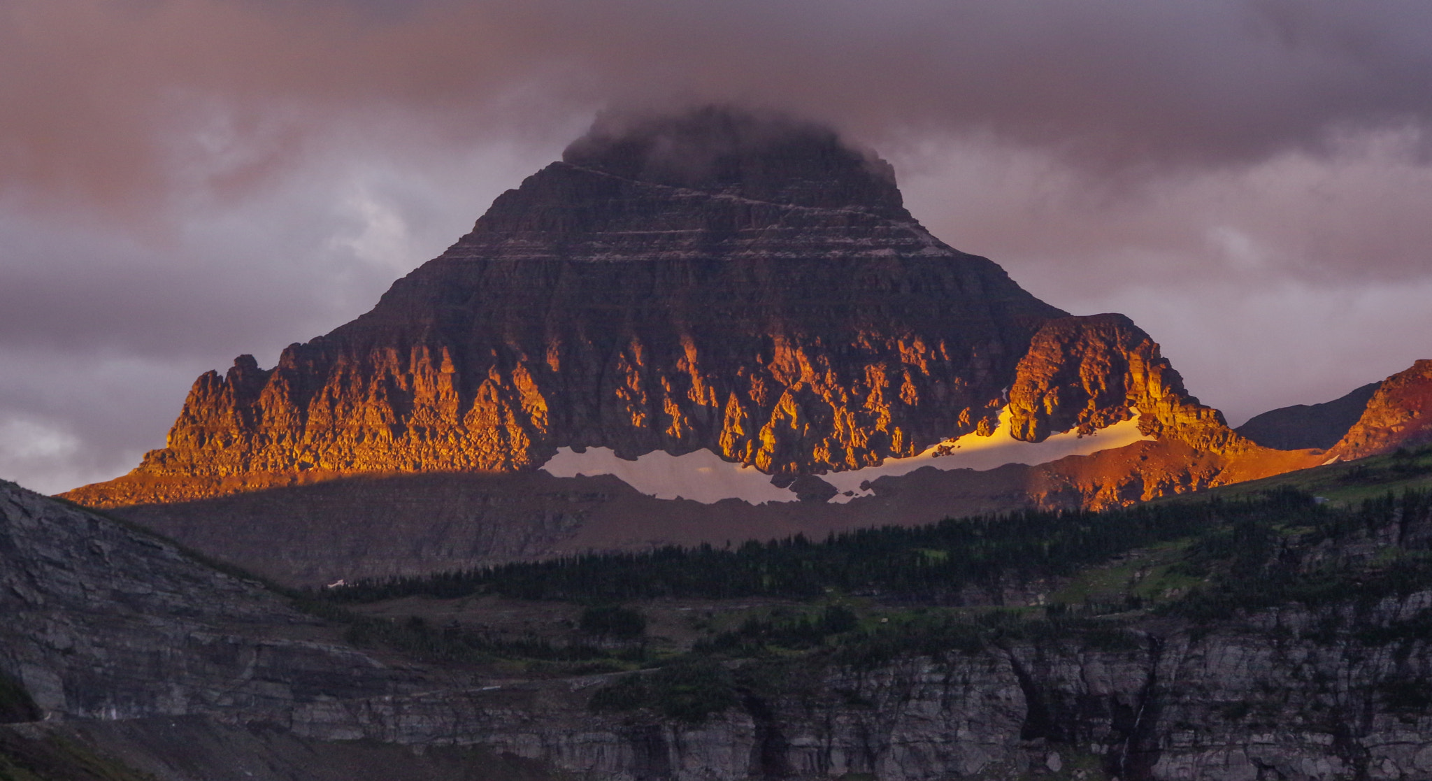 Pentax K-3 + HD Pentax DA 55-300mm F4.0-5.8 ED WR sample photo. Mt. reynolds sunrise, glacier national park photography