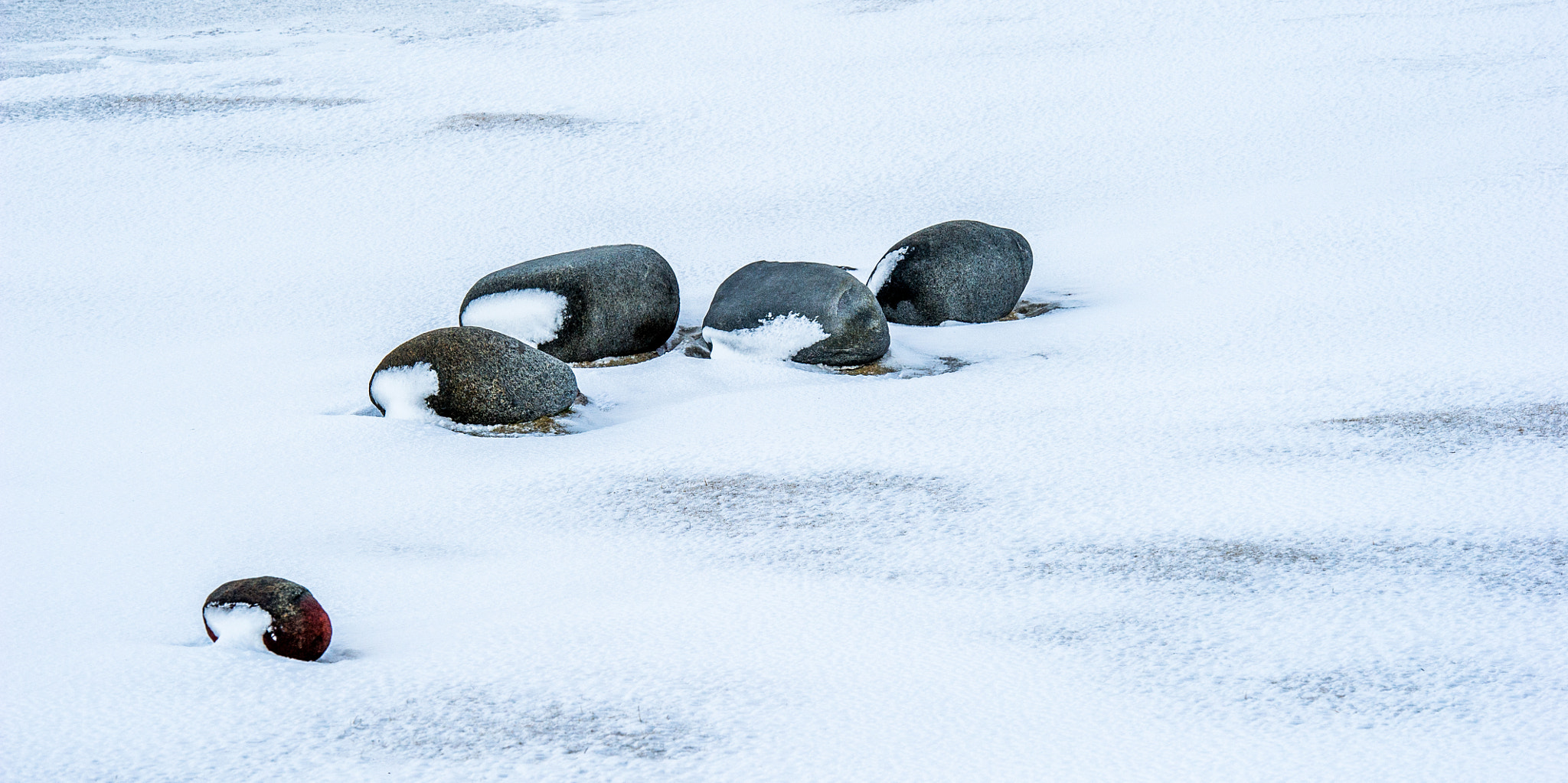 Nikon D3S + Nikon AF-S Nikkor 70-200mm F2.8G ED VR II sample photo. Stones in snow photography