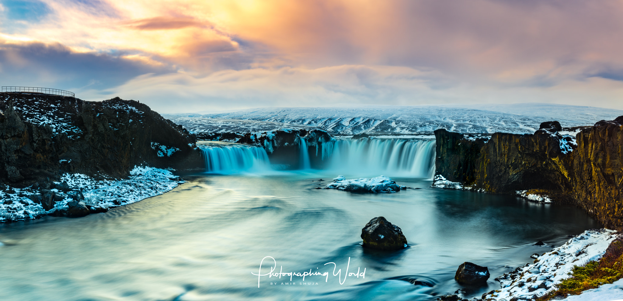 Schneider LS 55mm f/2.8 sample photo. Sunrise at godafoss, iceland photography