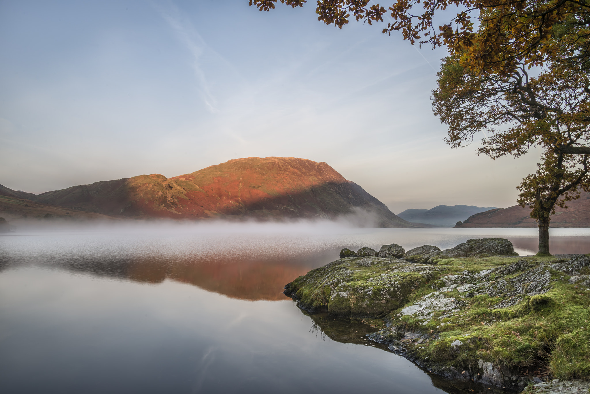 Nikon D800 sample photo. Stunning winter foggy sunrise on crummock water in lake district photography