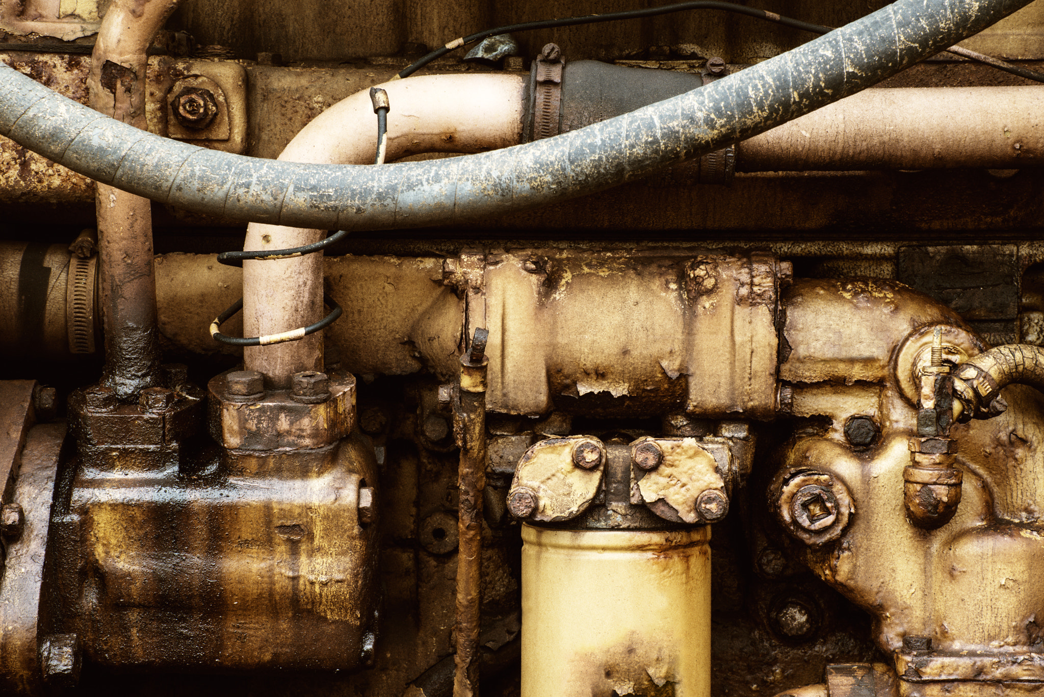 Nikon D800 sample photo. Close up of grungy old combustion engine from vintage tractor photography