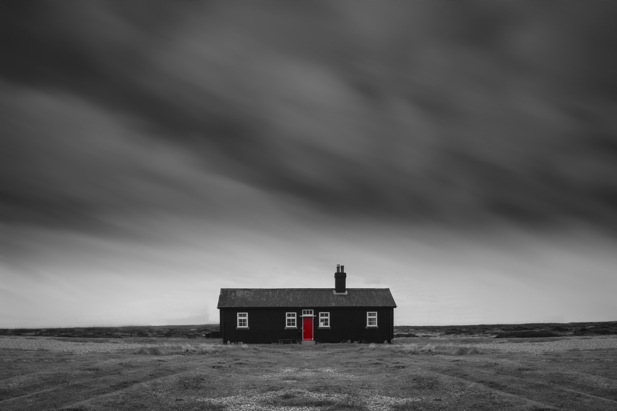 Nikon D800 sample photo. Remote desolate isolated house under dark stormy sky during wint photography