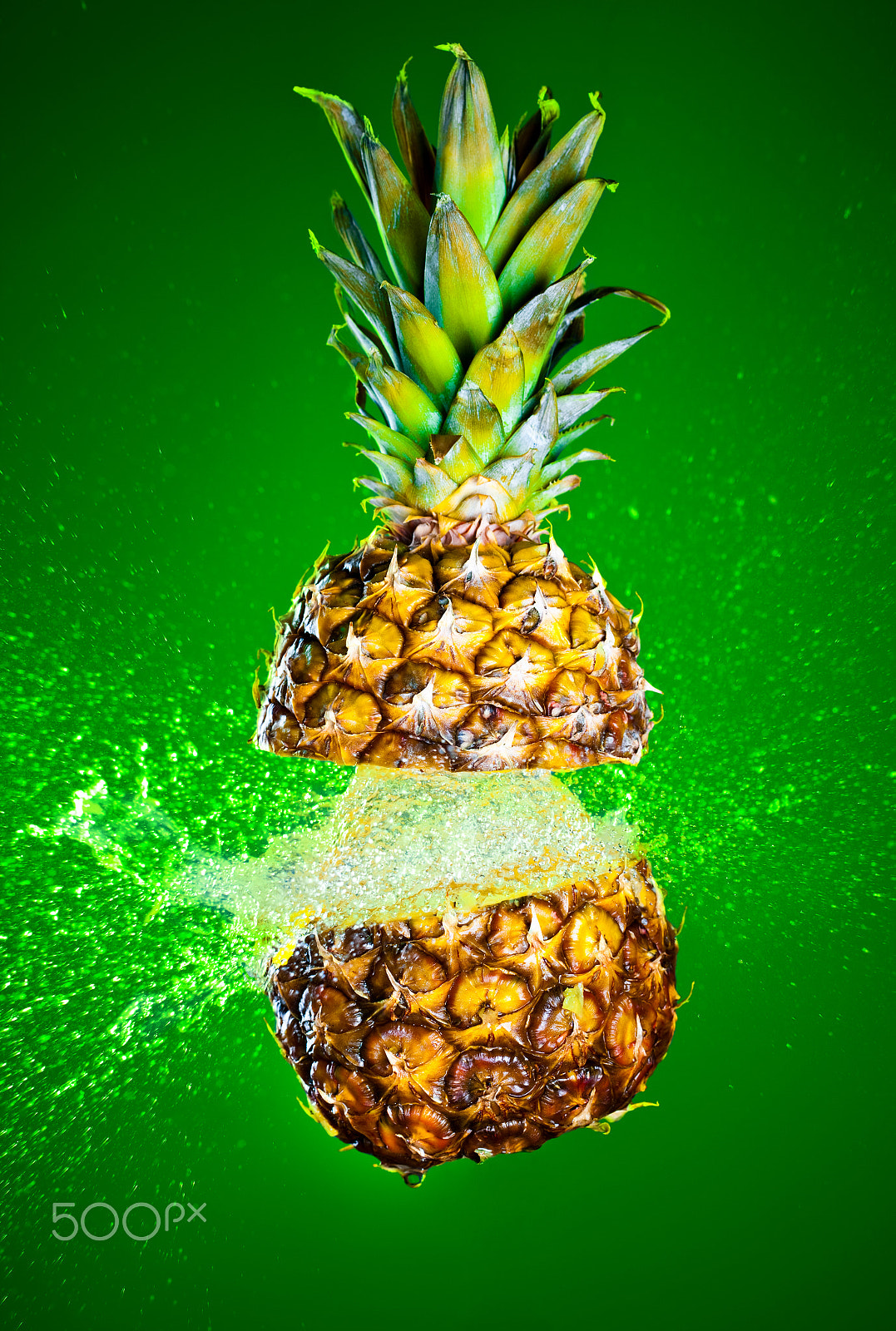 Canon EOS 5D Mark II sample photo. Pineapple splashed with water photography