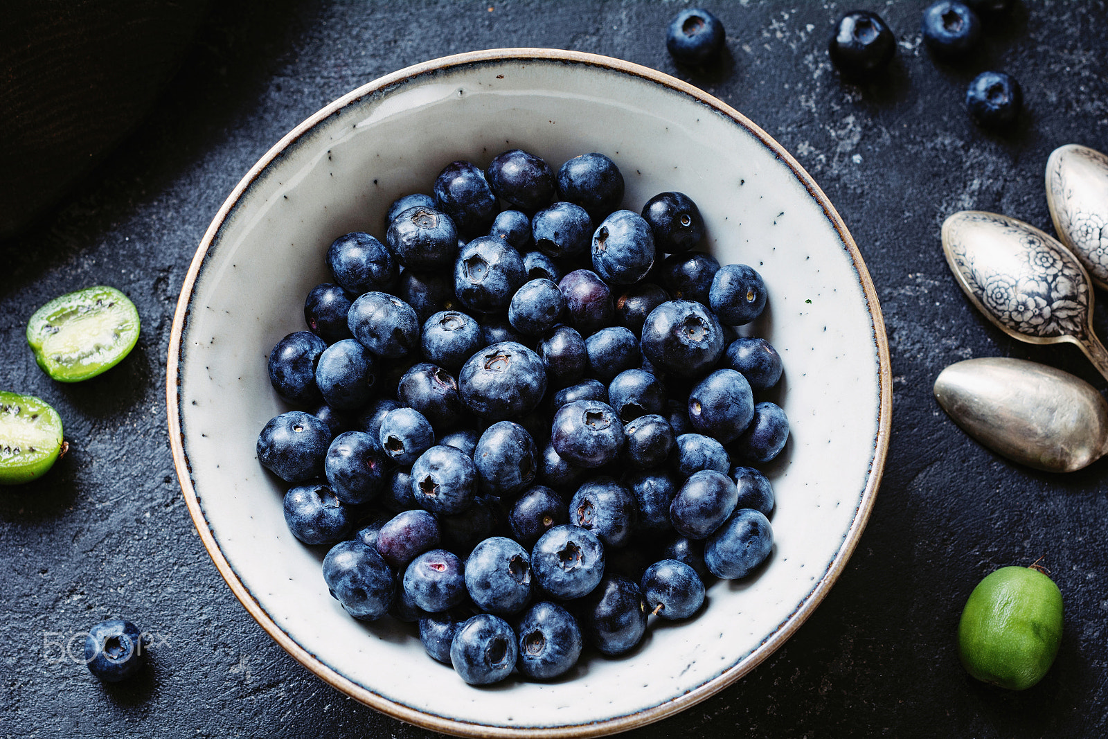 Nikon D7100 + Nikon AF-S Nikkor 50mm F1.4G sample photo. Blueberries in a bowl photography