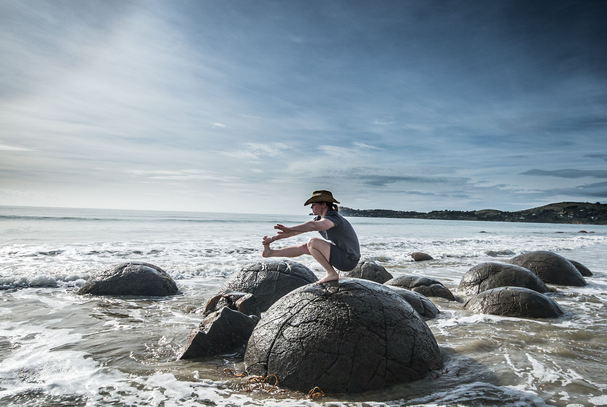 Sigma 10-20mm F4-5.6 EX DC HSM sample photo. Moeraki boulders and yoga  photography