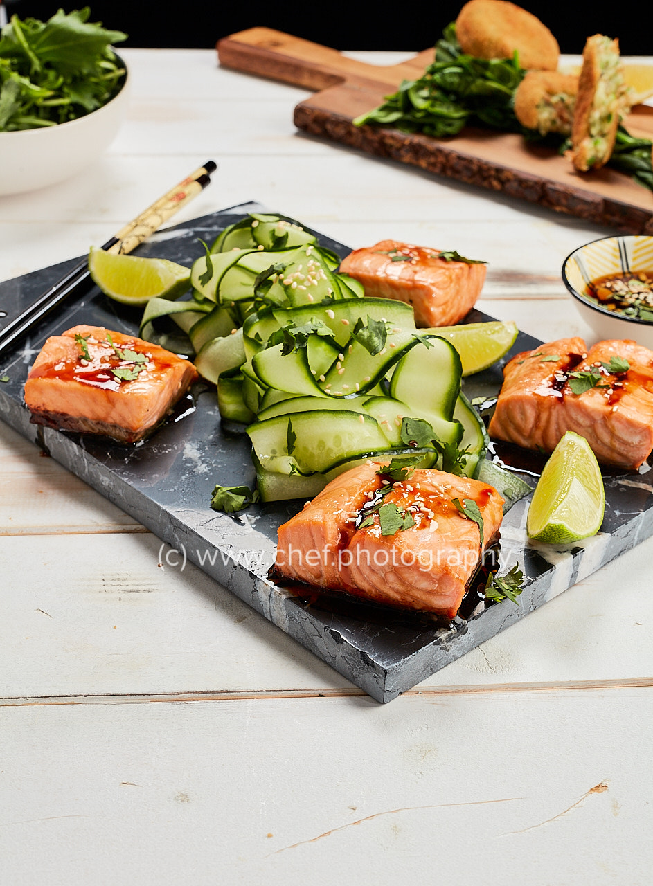 Sigma 50mm F1.4 DG HSM Art sample photo. Honey & soy salmon photography
