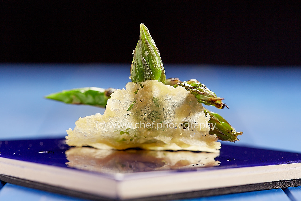 Canon EF 100mm F2.8 Macro USM sample photo. Squires charred asparagus & parmesan individual photography
