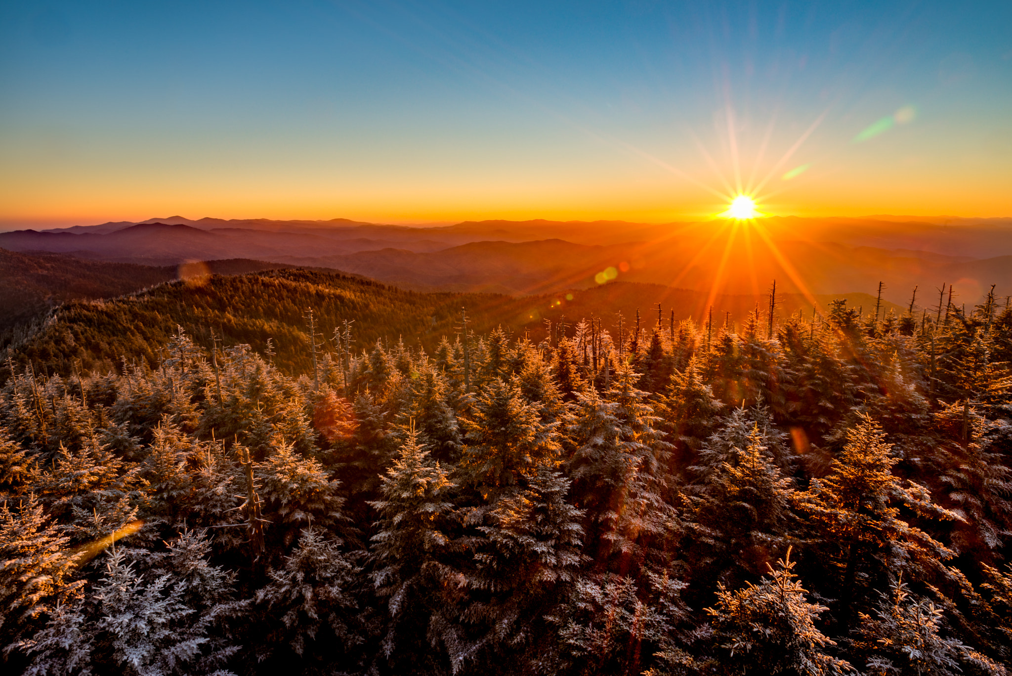 Nikon D800 + Nikon AF Nikkor 20mm F2.8D sample photo. Sunrise @ clingman's dome photography