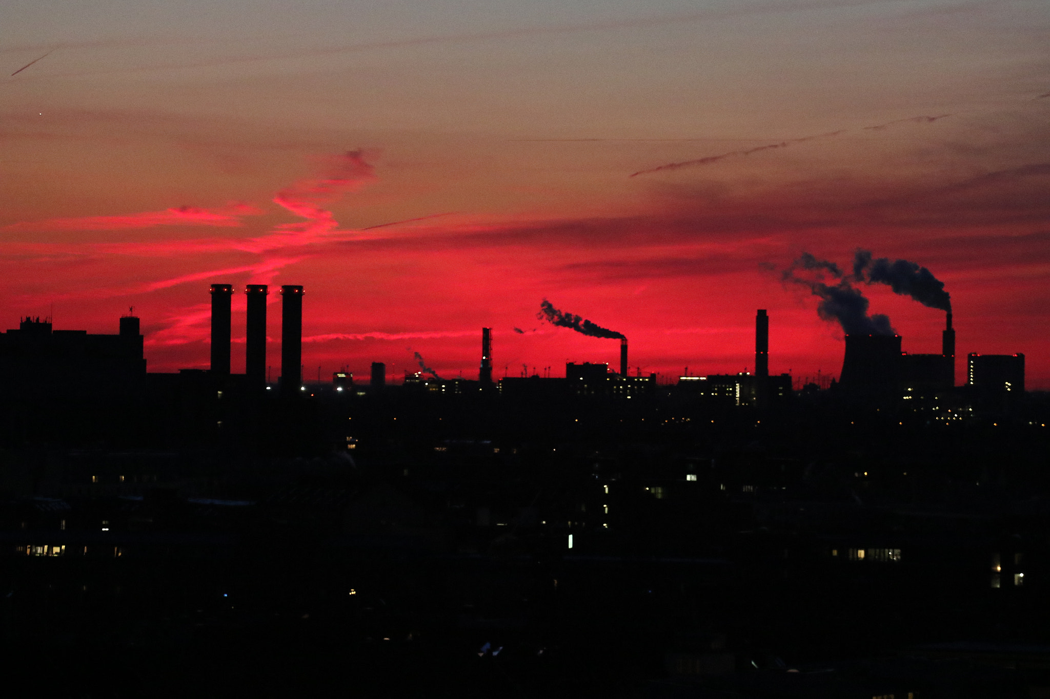 Canon EF 70-200mm F4L USM sample photo. Industrial sunset photography