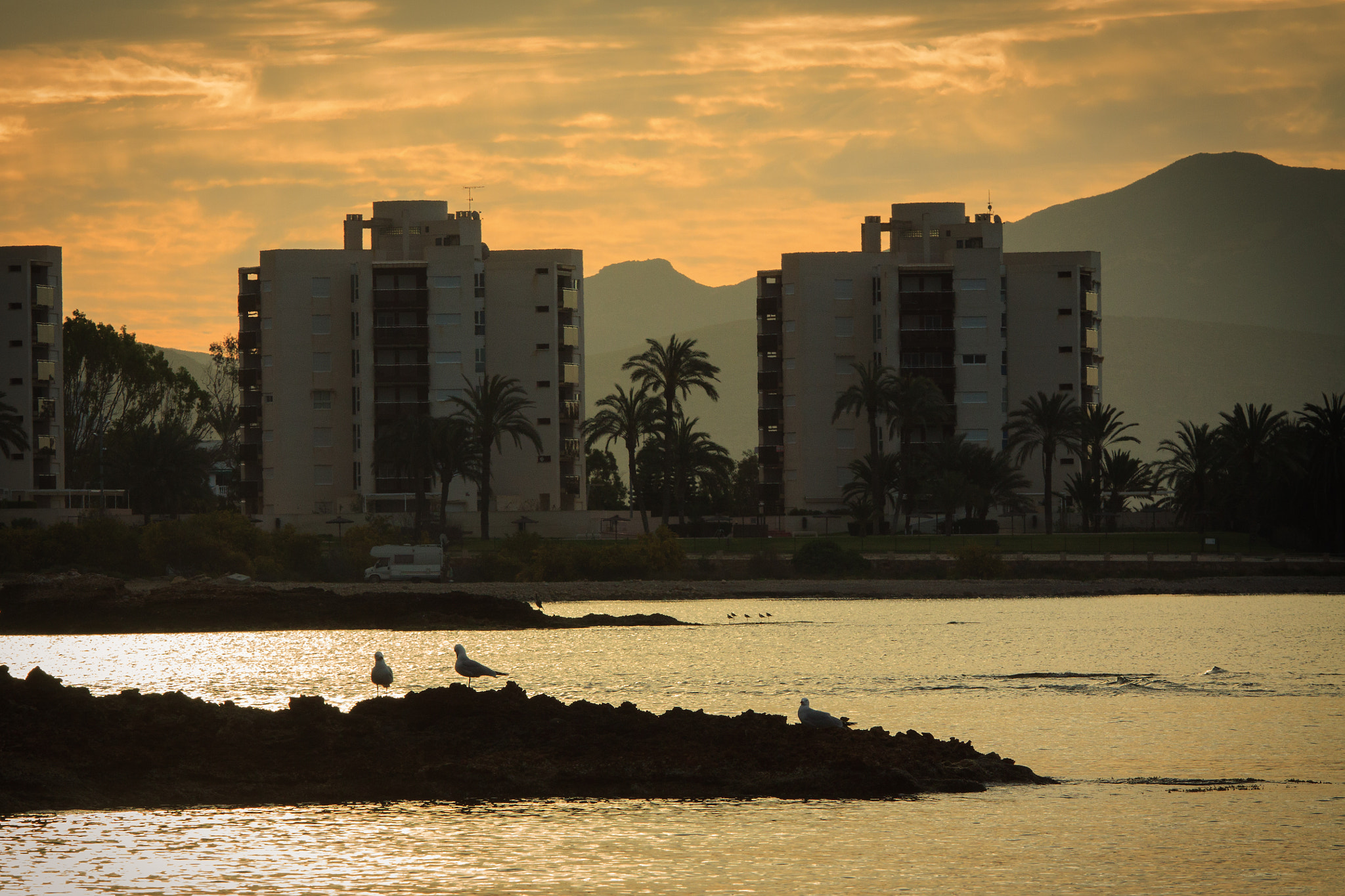 Canon EOS 50D + Canon EF 70-200mm F4L IS USM sample photo. Amaneciendo en la playa de los atunes photography