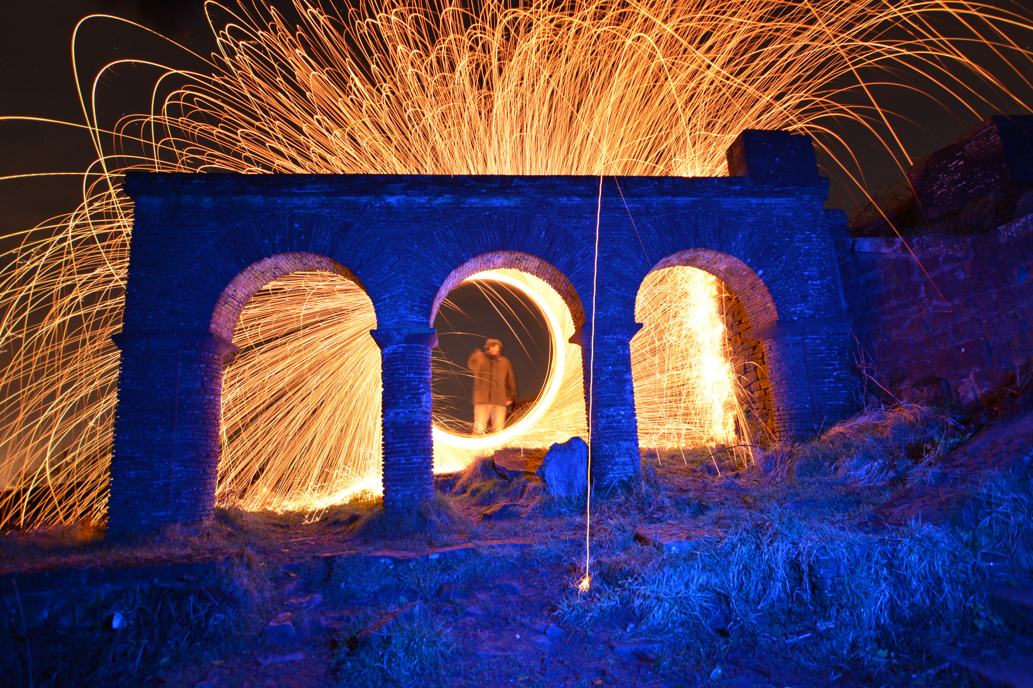 Nikon D5200 + Sigma 10-20mm F3.5 EX DC HSM sample photo. Wire wool spinning at rivington photography