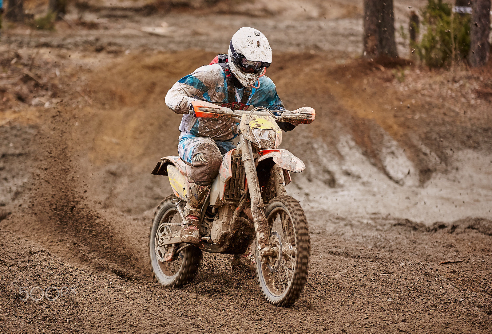Canon EOS 5D Mark II sample photo. Motocross driver accelerating the motorbike on the race track photography