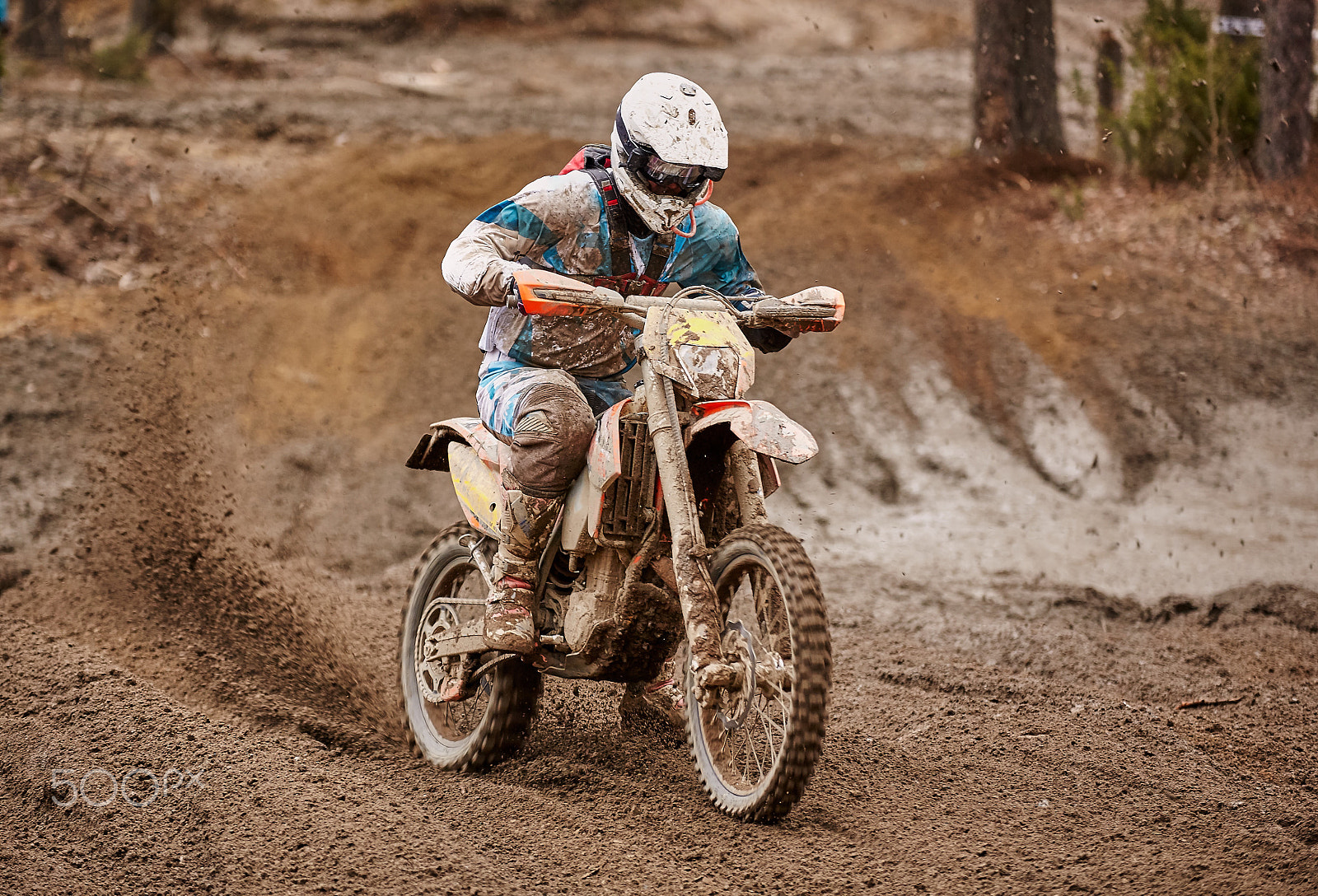 Sigma 70-200mm F2.8 EX DG OS HSM sample photo. Motocross driver accelerating the motorbike on the race track photography