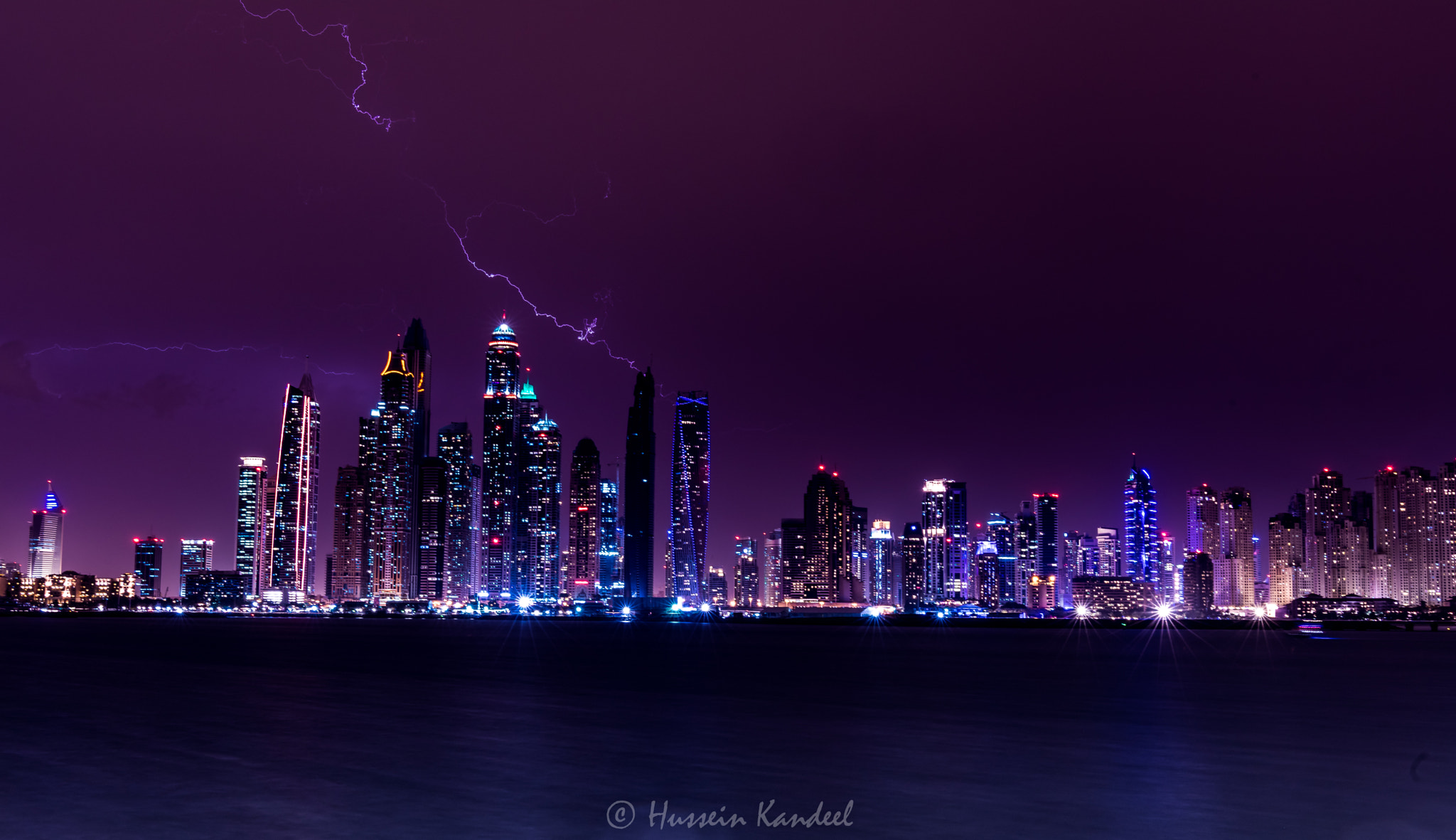 Nikon D750 sample photo. Dubai marina lightning photography