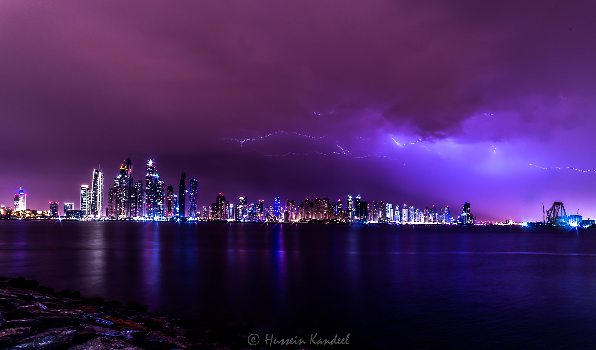 Samyang 14mm F2.8 ED AS IF UMC sample photo. Dubai marina lightning photography