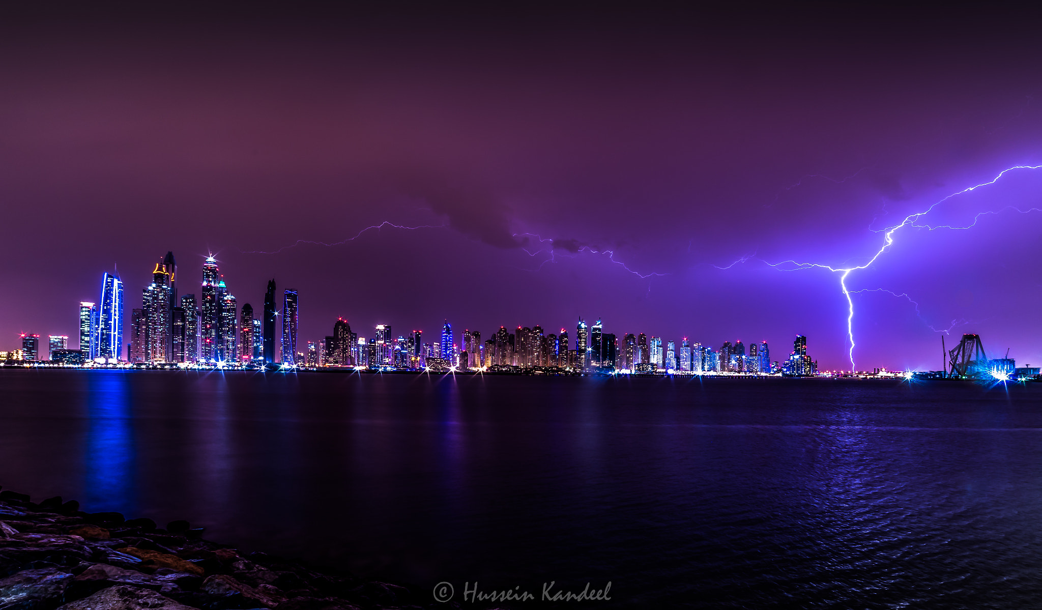 Samyang 14mm F2.8 ED AS IF UMC sample photo. Dubai marina lightning photography