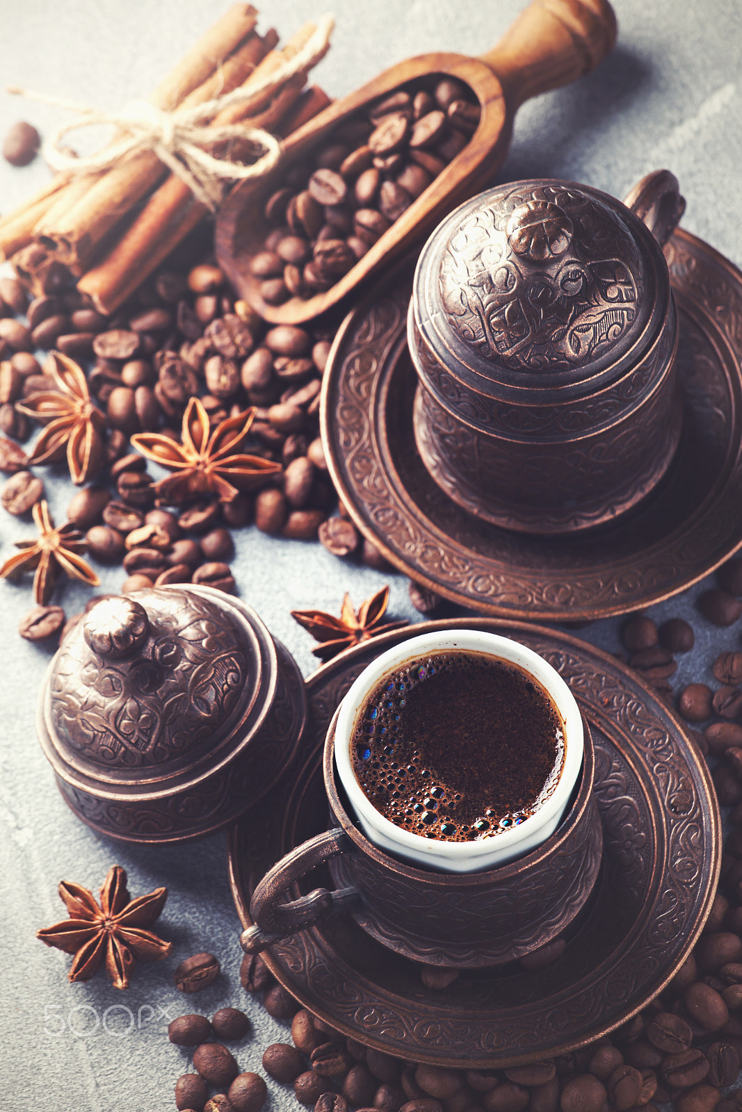 Canon EF 70-200mm F4L USM sample photo. Turkish coffee on stone background photography