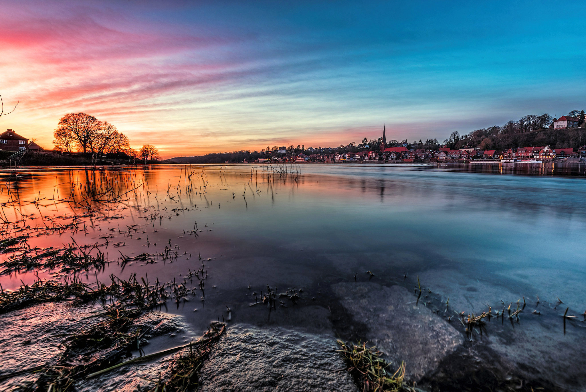 Nikon D750 + Tamron SP 15-30mm F2.8 Di VC USD sample photo. Sonnenuntergang an der elbe photography