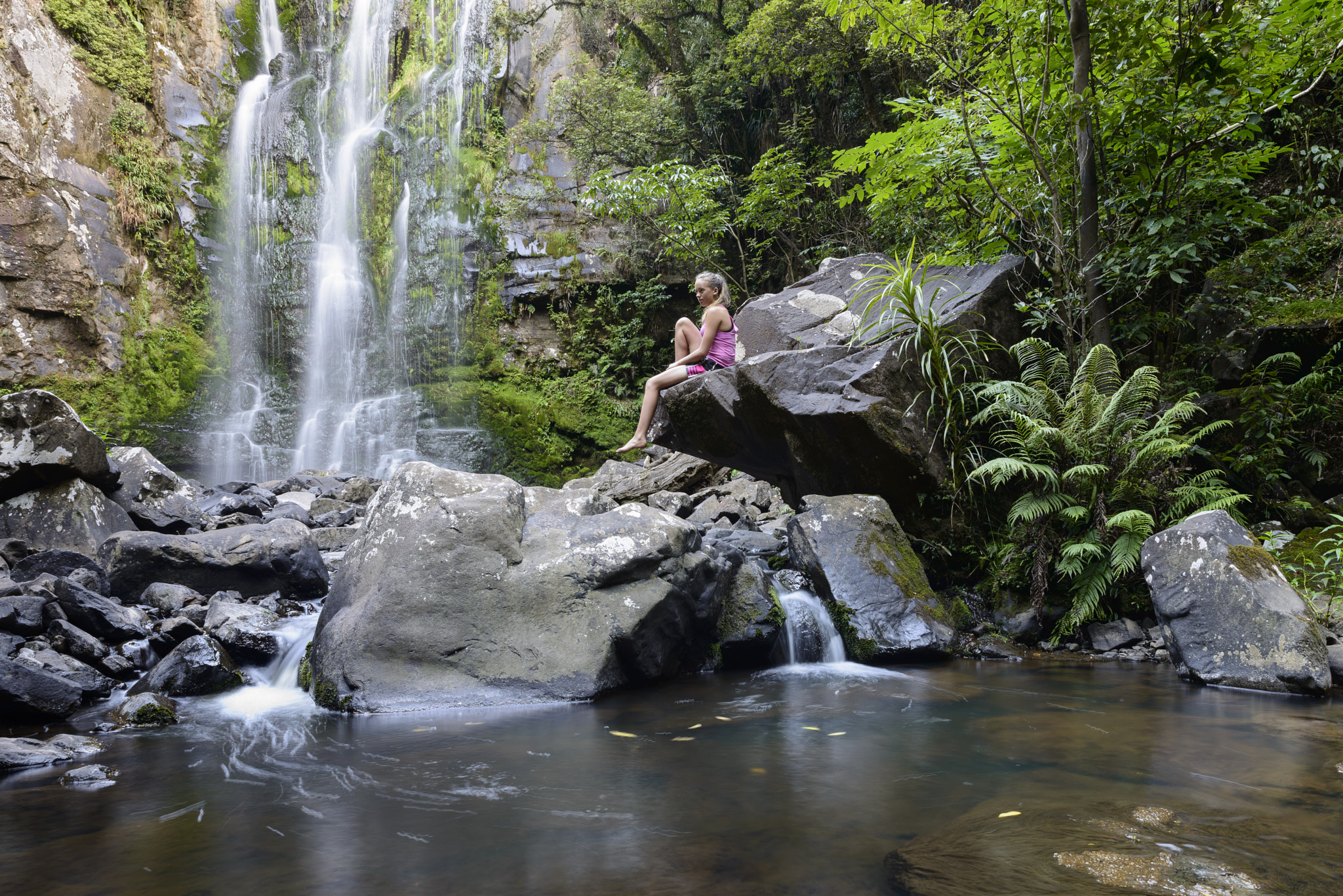 Nikon D800 sample photo. Shannen and the waterfall photography