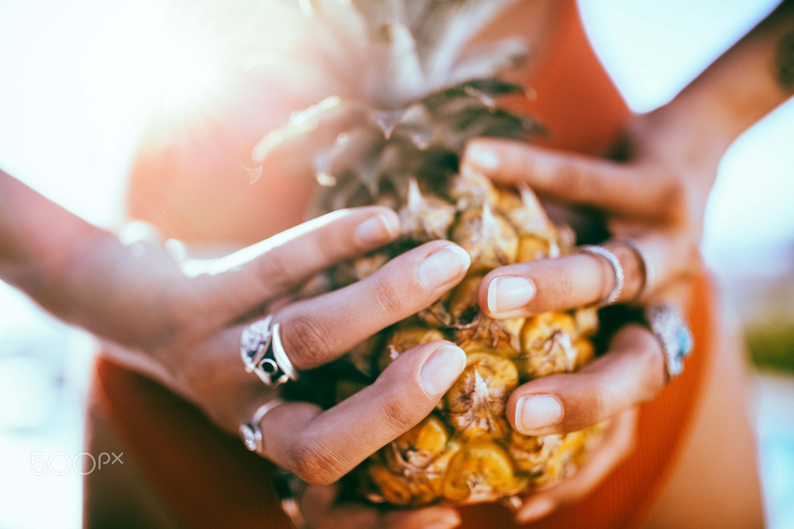 Canon EOS 5DS + Sigma 35mm F1.4 DG HSM Art sample photo. Close-up of women holding pineapple in her hands photography