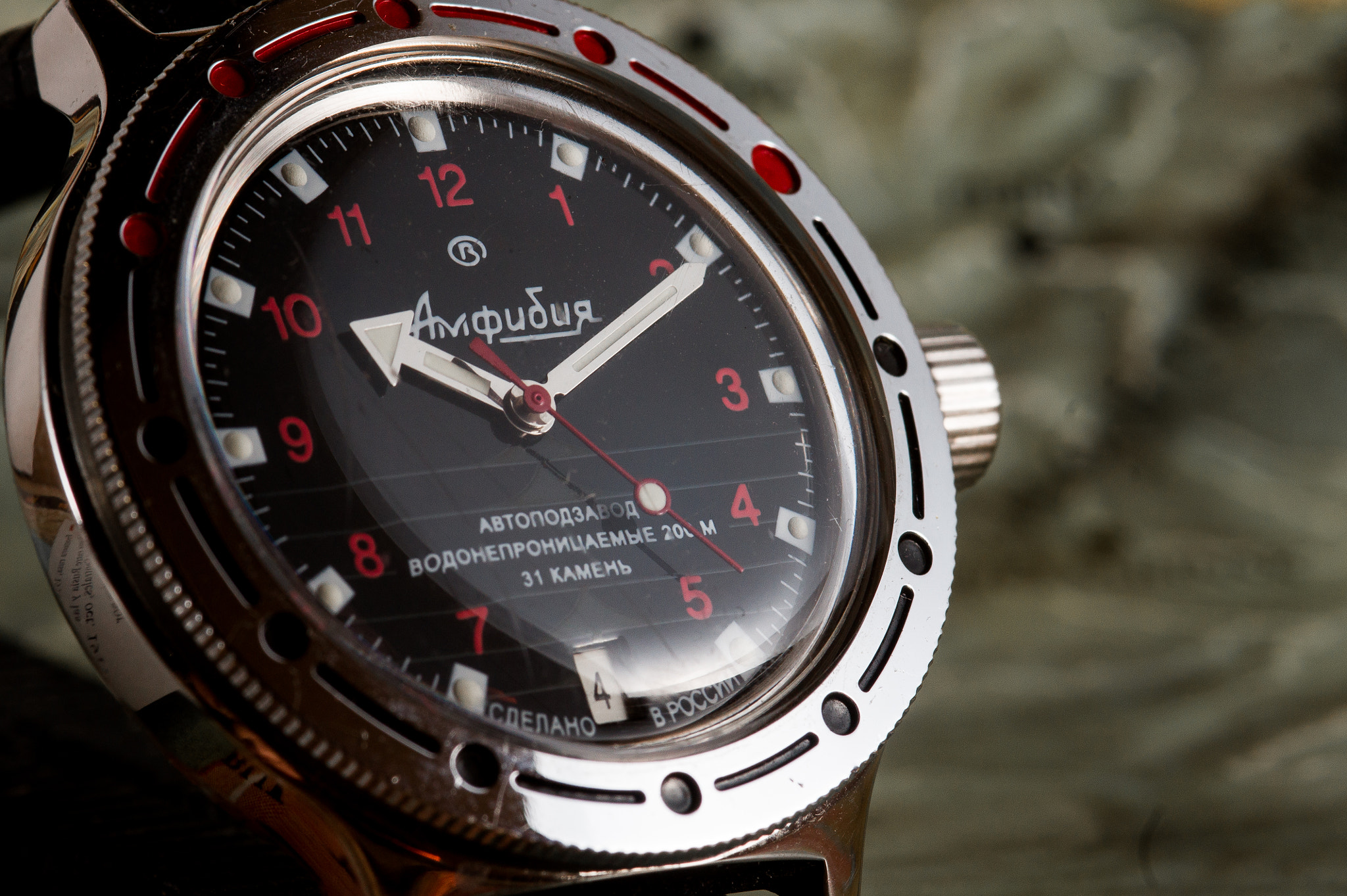 Sony Alpha DSLR-A550 + Sigma AF 105mm F2.8 EX [DG] Macro sample photo. Vostok amphibia 420 photography